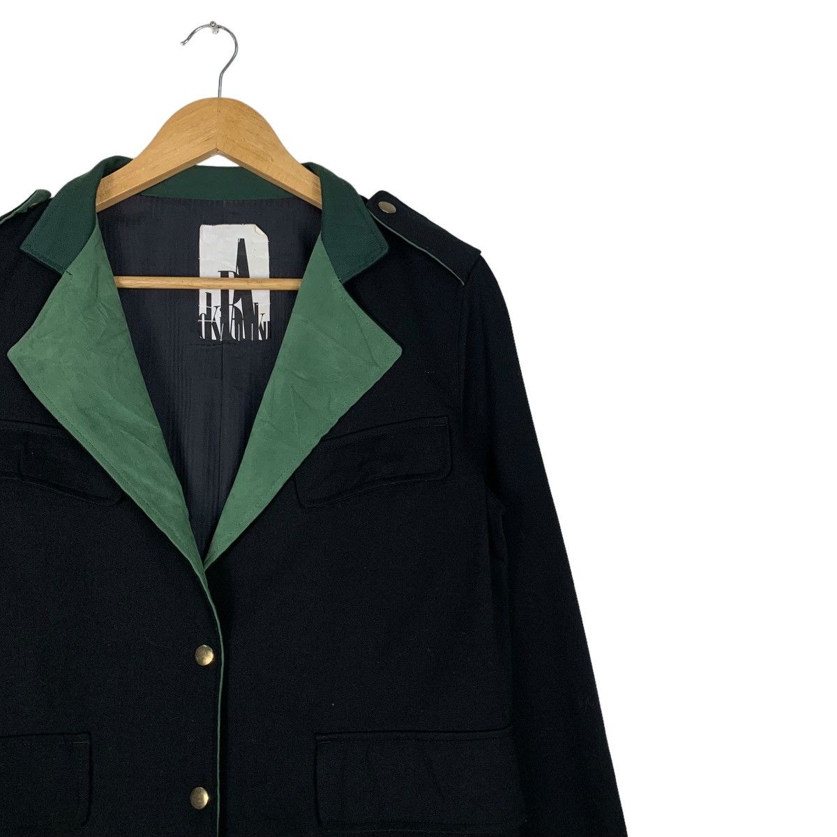 Japanese Brand OKIRAKU Double Collar Belted Pea Jacket #0957-C42 Size S / US 4 / IT 40 - 4 Thumbnail