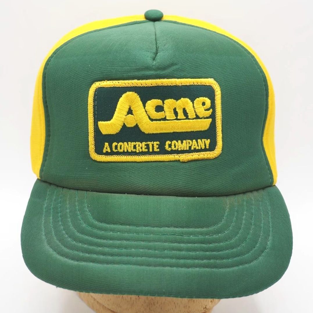 Vintage VINTAGE Snapback Trucker Farmer Hat Cap Acme Concrete Company Patch 1980's Size ONE SIZE - 2 Thumbnail