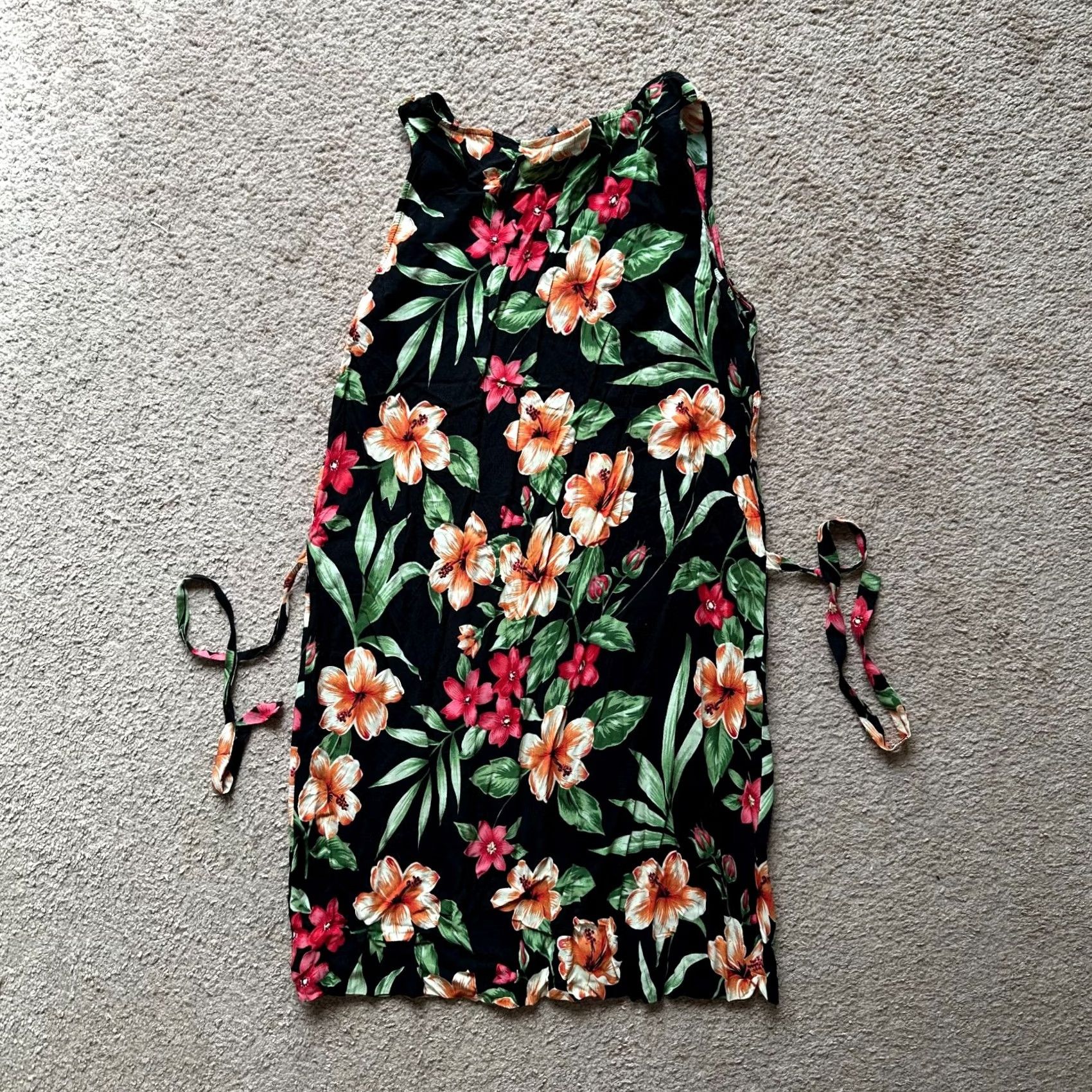 Vintage Notations Top Womens Large Floral Rayon Lightweight Straps Pullover Black Size L / US 10 / IT 46 - 2 Thumbnail
