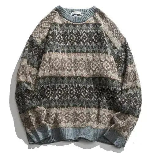 Aran Isles Knitwear Geometric Patterned Pullover Harajuku Style Tops Sweater Size US L / EU 52-54 / 3 - 1 Thumbnail