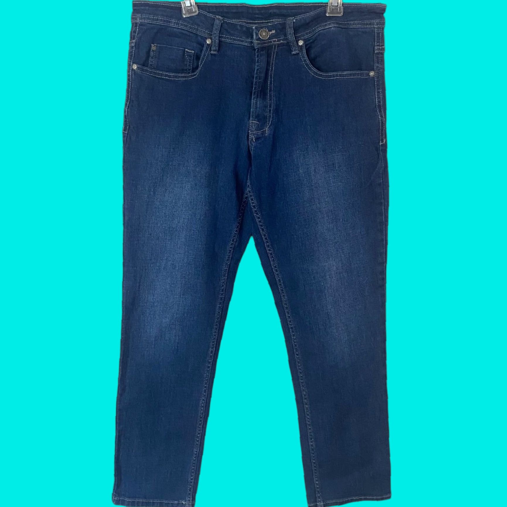 Buffalo David Bitton Buffalo David-Bitton Jeans Straight Mens 34X30 5-Pocket Denim Stretch Medium Wash Blue Denim Size US 34 / EU 50 - 1 Thumbnail
