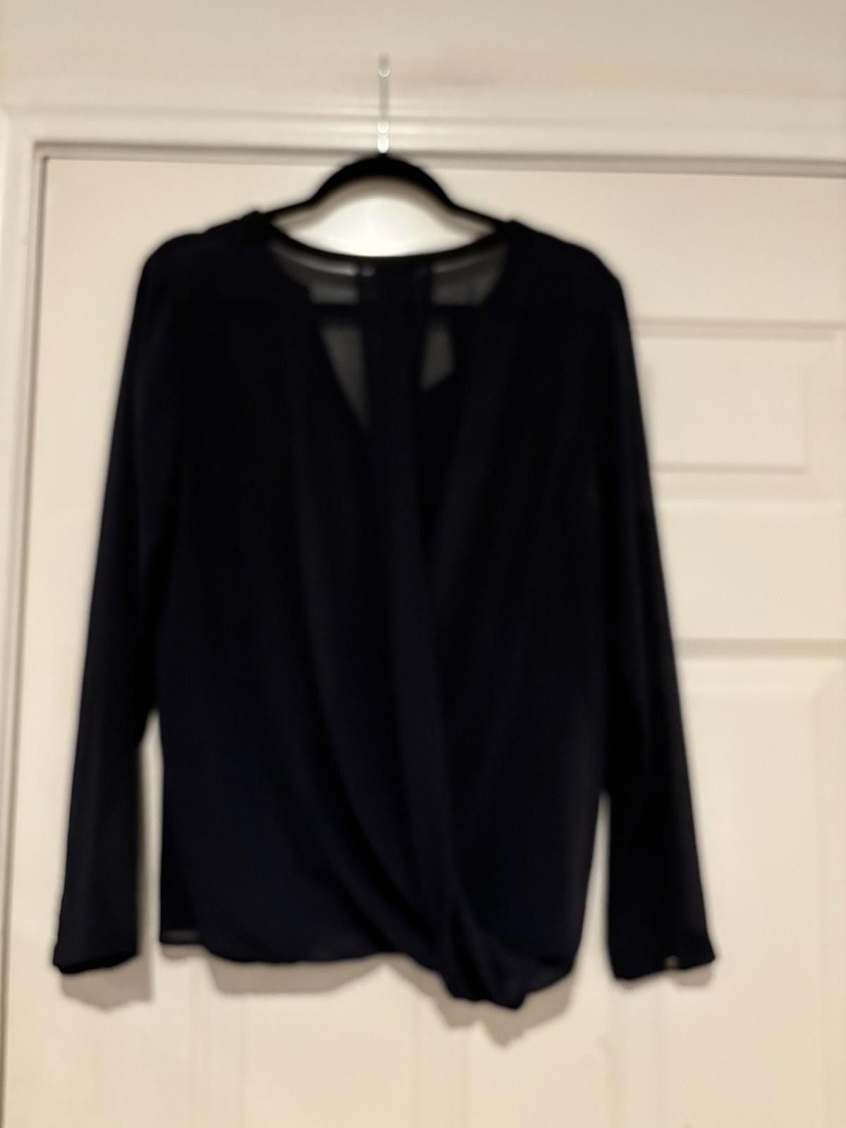 Ann Taylor Womens sz M sheer black Ann Taylor long sleeve blouse #553 Size M / US 6-8 / IT 42-44 - 2 Thumbnail
