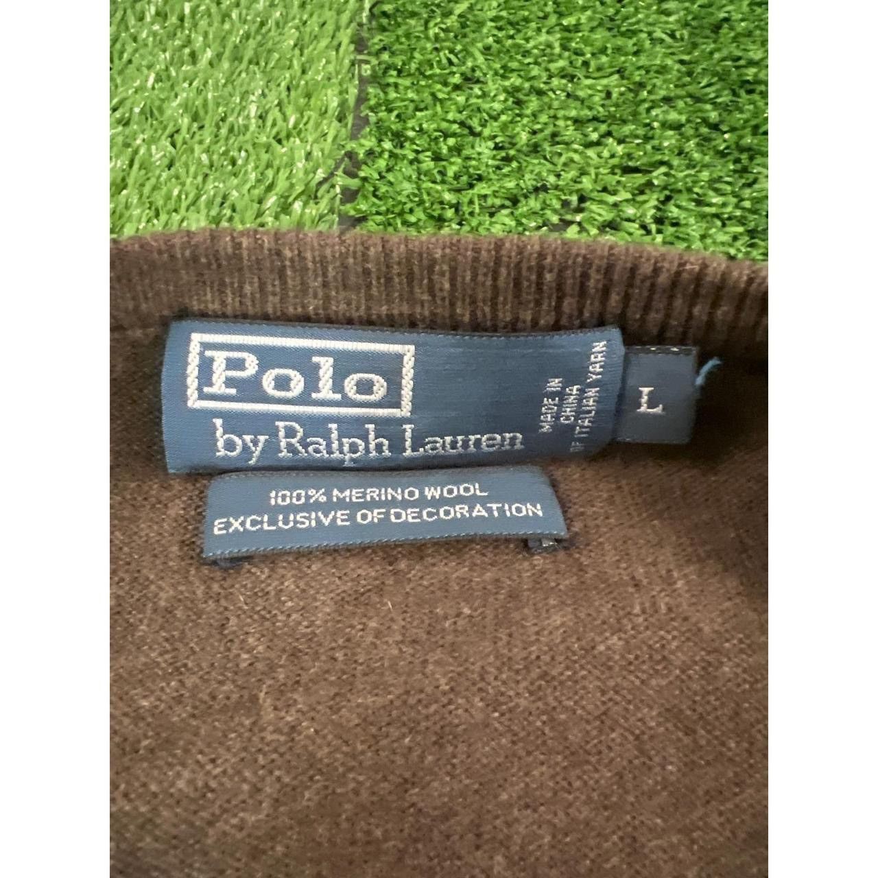 Polo Ralph Lauren Polo Ralph Lauren Mens Brown Wool V-Neck Sweater LG Size US L / EU 52-54 / 3 - 3 Thumbnail
