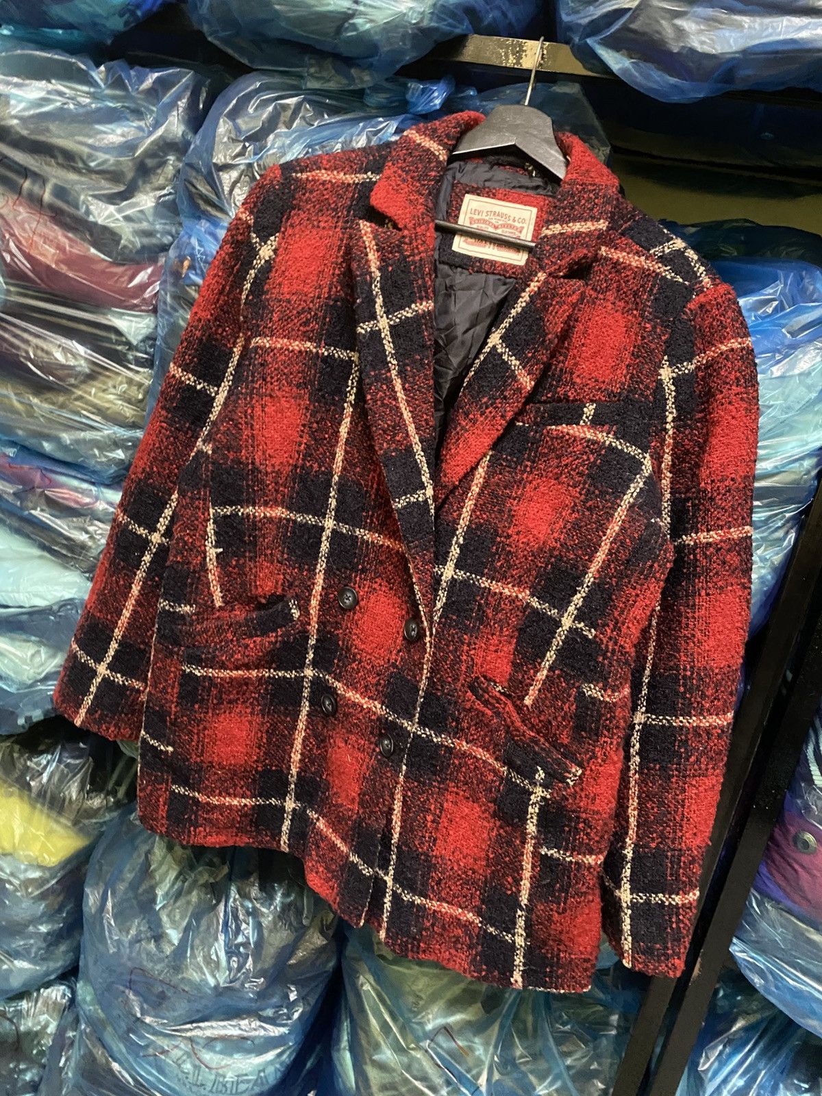 Levi's VINTAGE Y2K LEVIS DOUBLE BREASTED RED CHECKER COAT Size US M / EU 48-50 / 2 - 2 Thumbnail