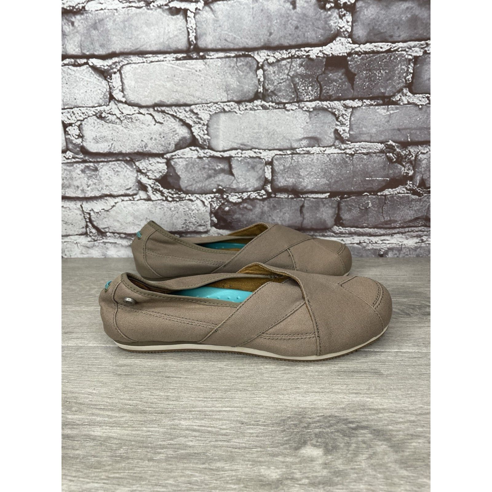 NOZO Mozo Taupe Canvas Fabric Comfort Slip Ballet Flats Shoes Wom Size US 7.5 / IT 37.5 - 3 Thumbnail