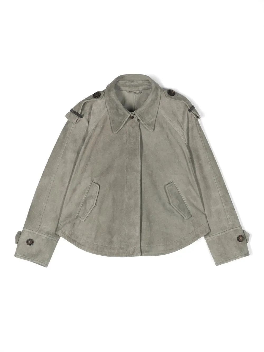 Brunello Cucinelli o1gr1nt0625 Suede Jacket in Green Size S / US 4 / IT 40 - 1 Preview