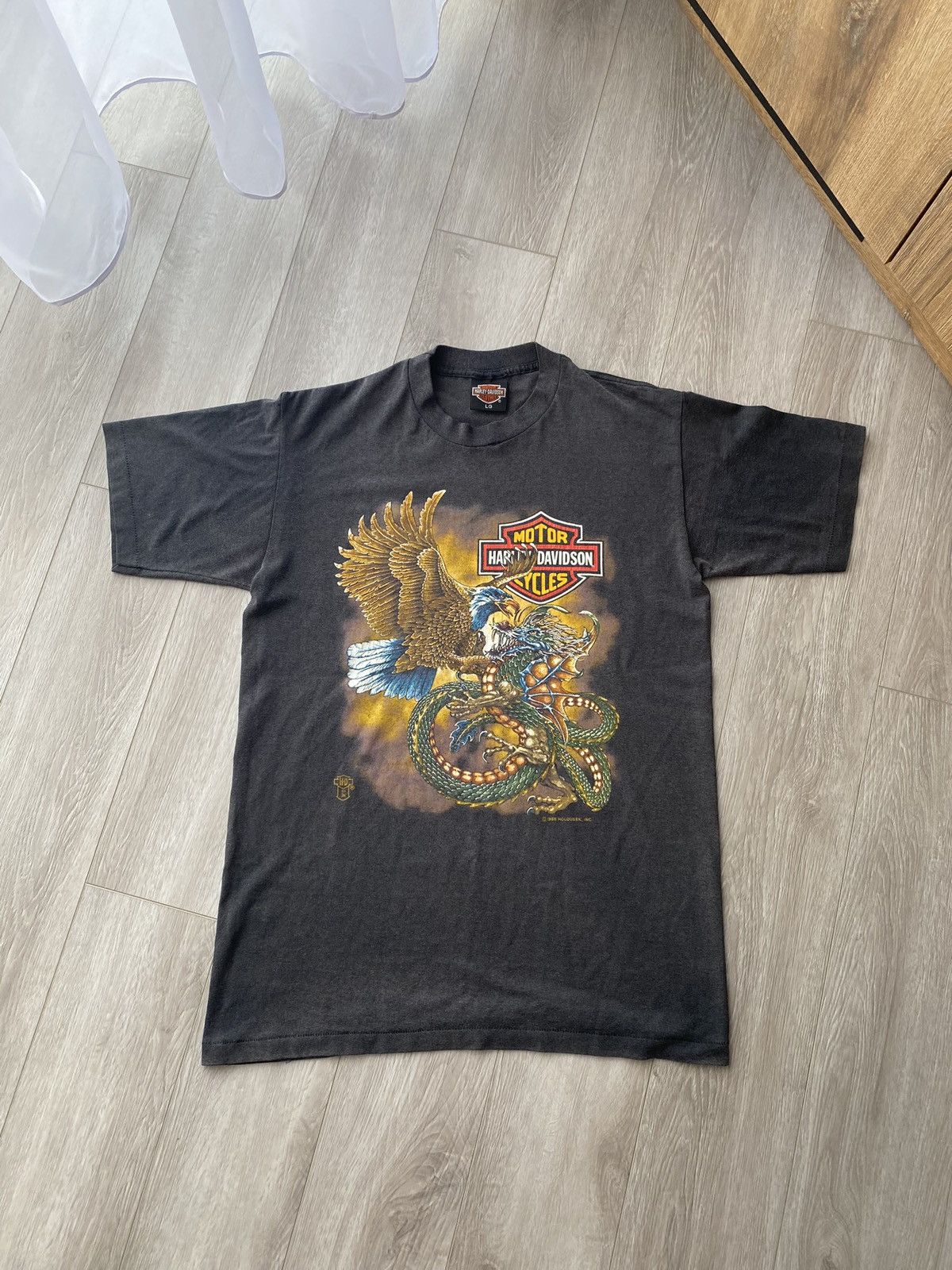 Harley Davidson 3D Emblem 1988 Harley Davidson Last Biker On Earth Tee Size US L / EU 52-54 / 3 - 2 Thumbnail