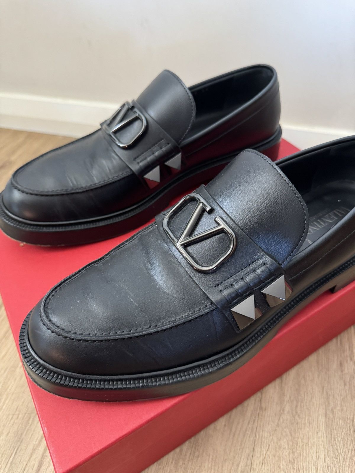 Valentino Valentino Garavani Stud Sign Slip-On Loafers Size US 11 / EU 44 - 7 Thumbnail