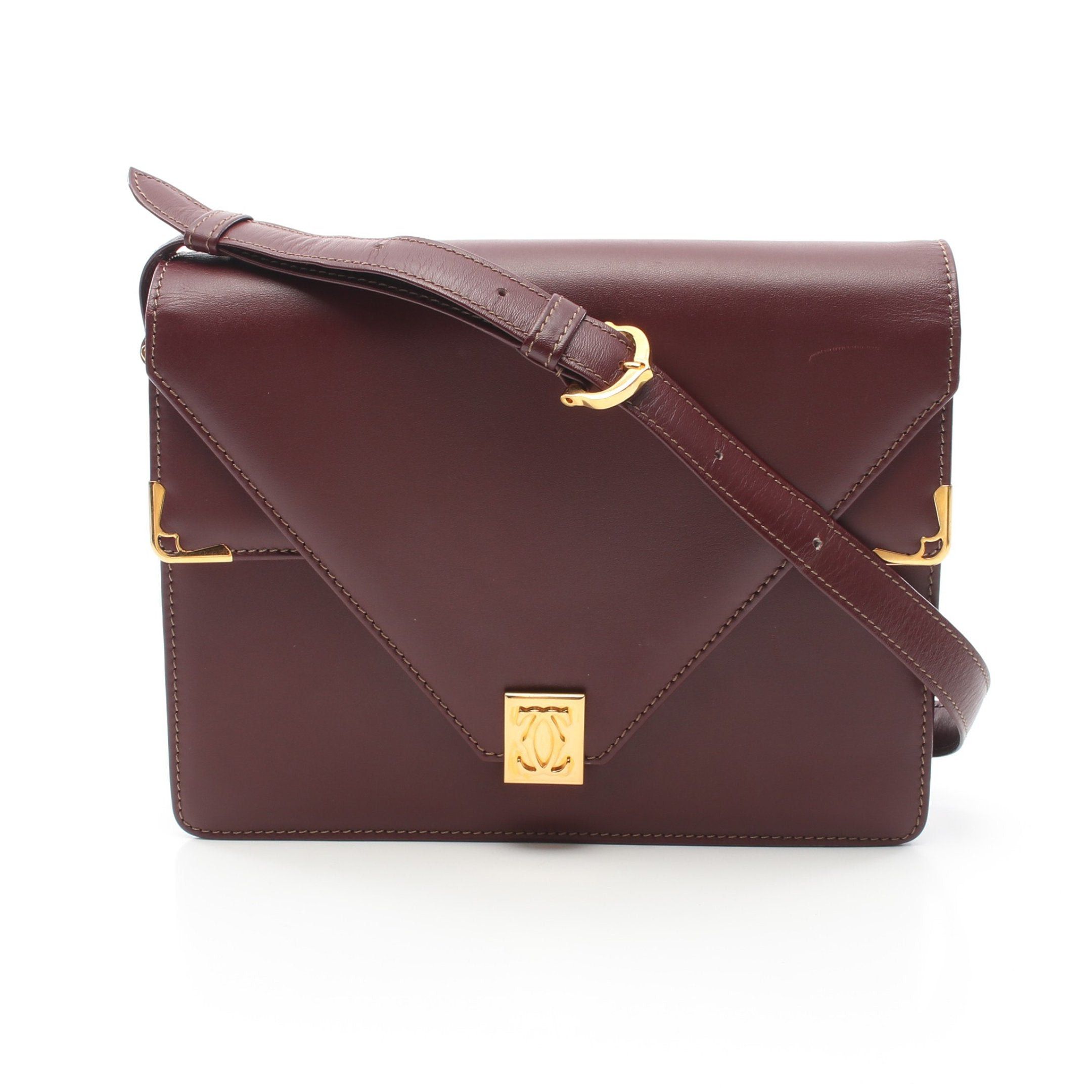 image of Cartier Mast Line Shoulder Bag Leather Bordeaux, Women's