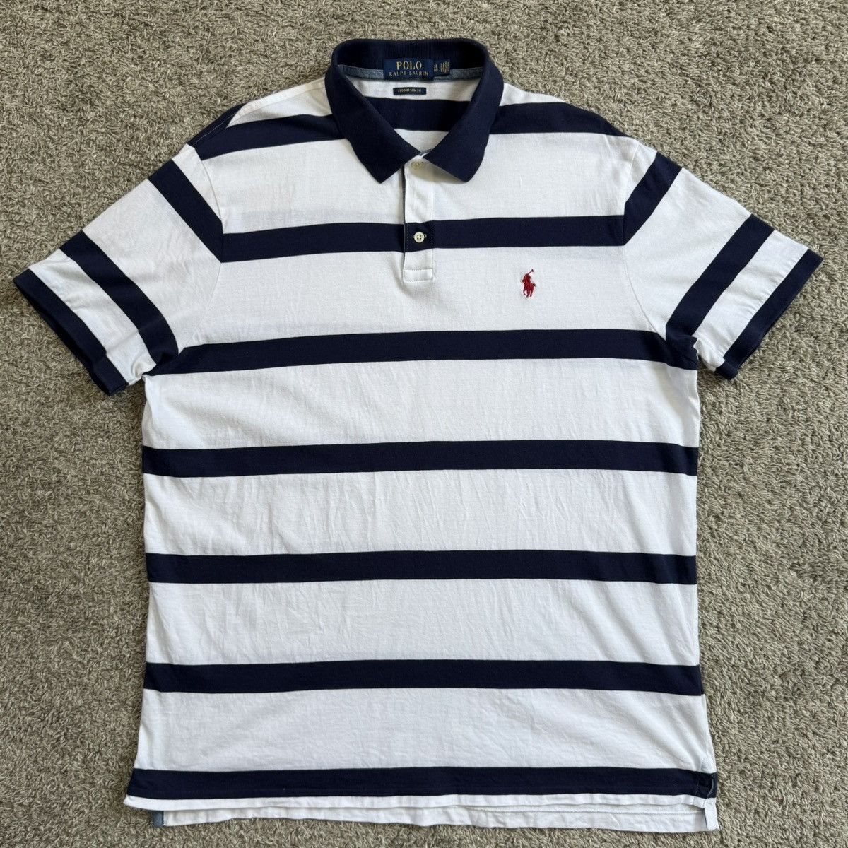 🔴Polo Ralph Lauren Shirt Size XL White Blue Stripes Pony