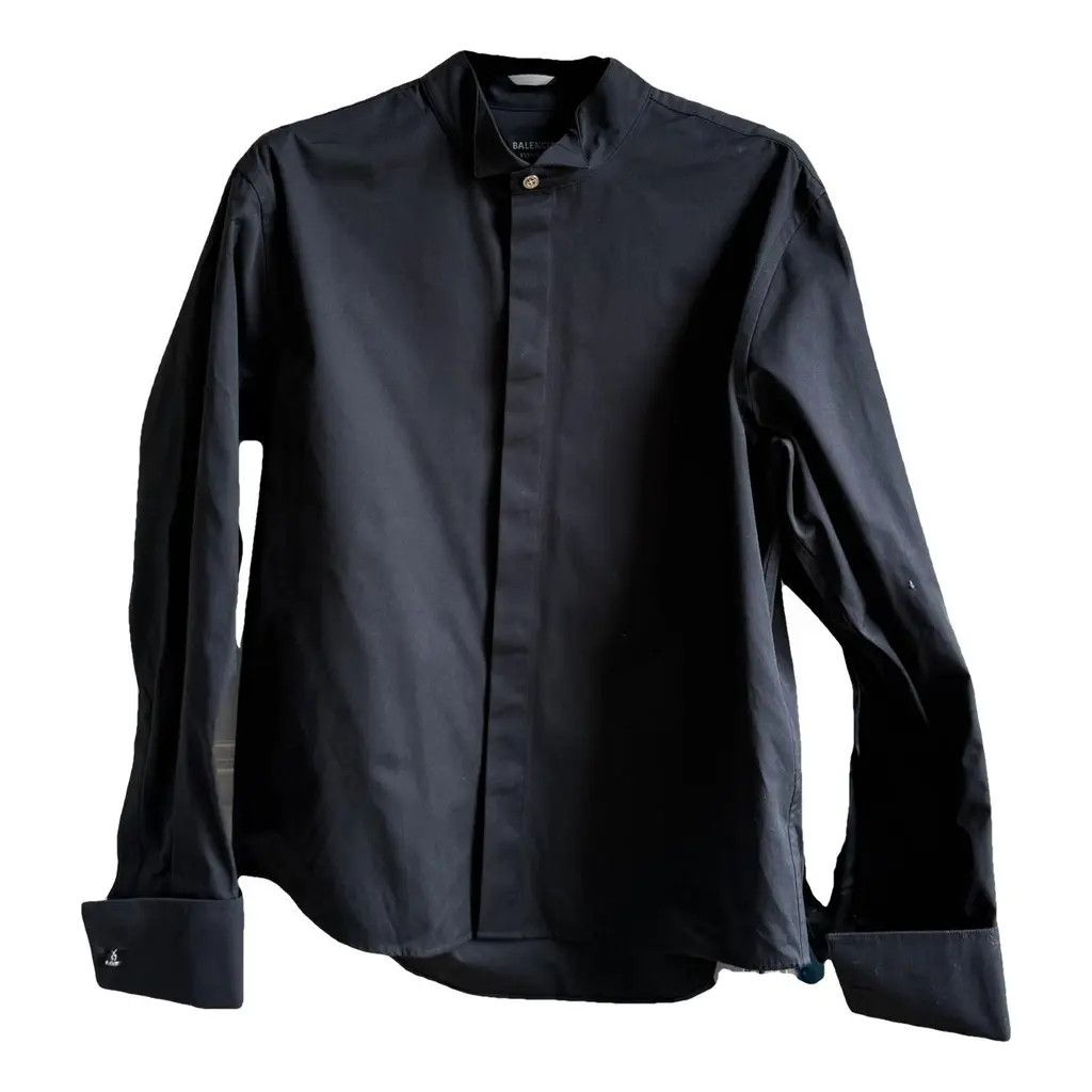 Balenciaga o1s1rm0825 Regular Tuxedo Shirt in Black Size US M / EU 48-50 / 2 - 1 Thumbnail