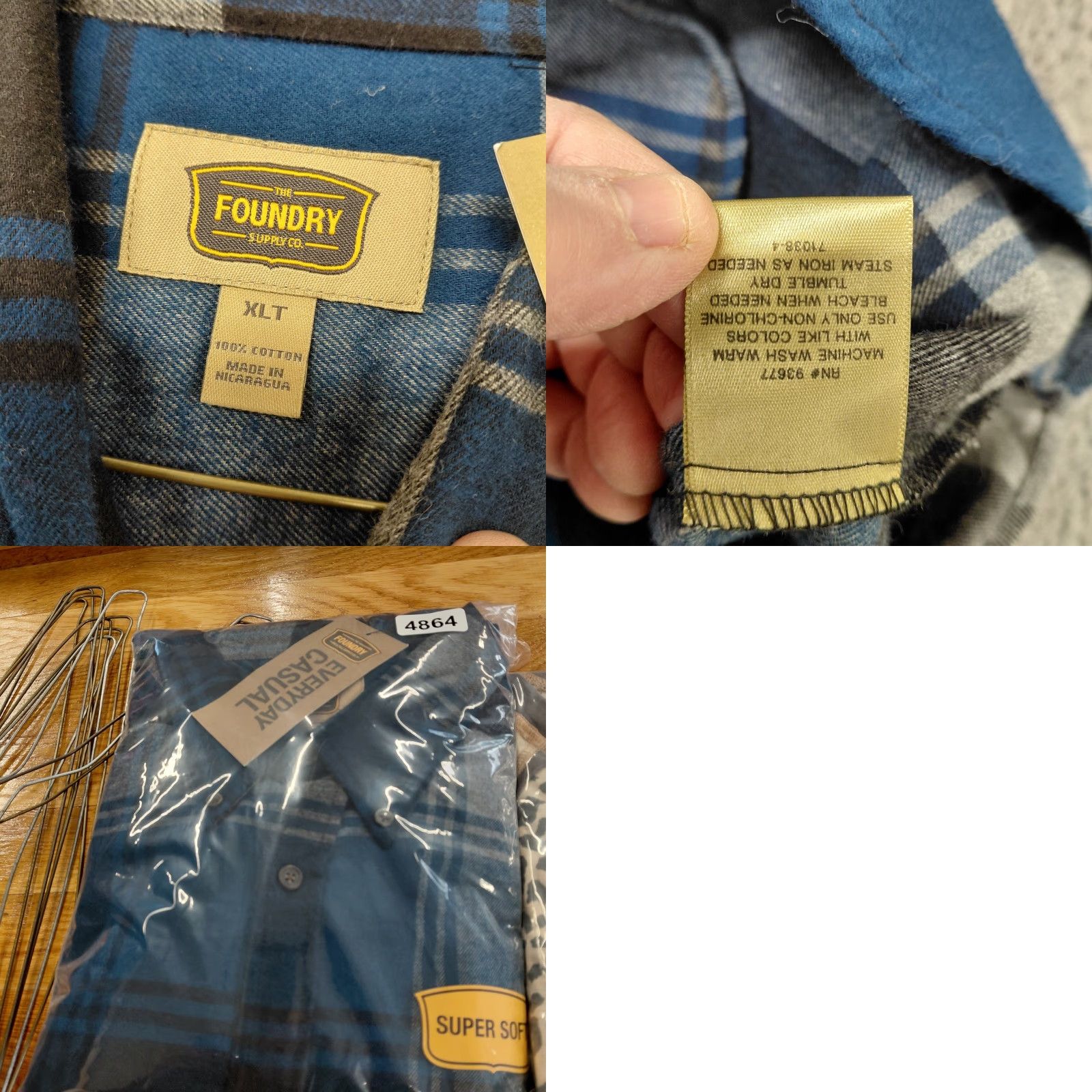 Vintage Foundry Flannel Shirt Men XLT Blue/Black Long Sleeve Button-Up Super Soft Casual Plaid Vintage No Size US XL / EU 56 / 4 - 9 Thumbnail