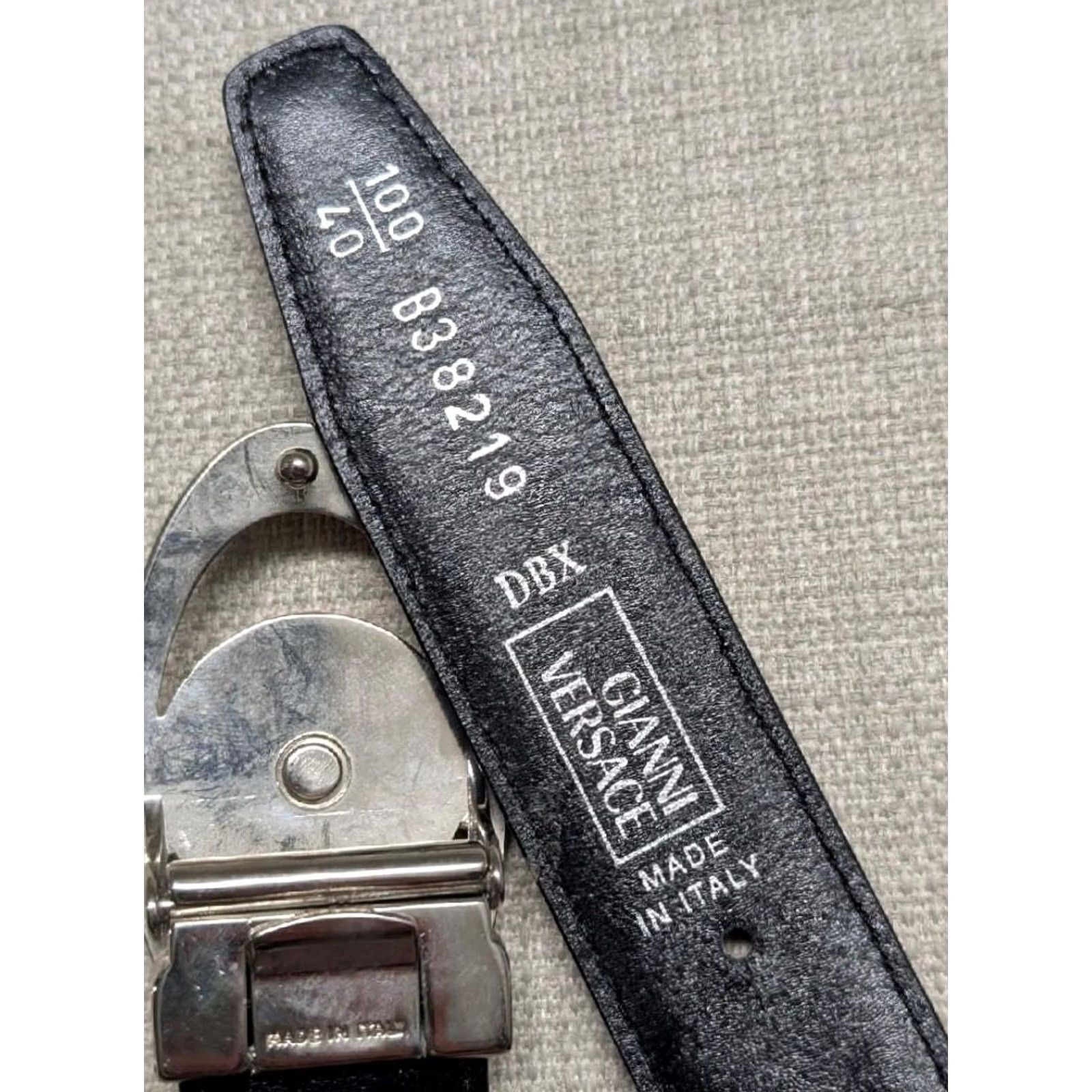 Versace VINTAGE Versace belt MEDUSA black leather chrome buckle belt Men 34") Size 34 - 2 Thumbnail