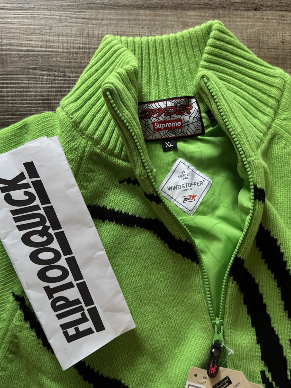 Spyder × Supreme Spyder Zip Up Sweater Green XL Size US XL / EU 56 / 4 - 3 Thumbnail