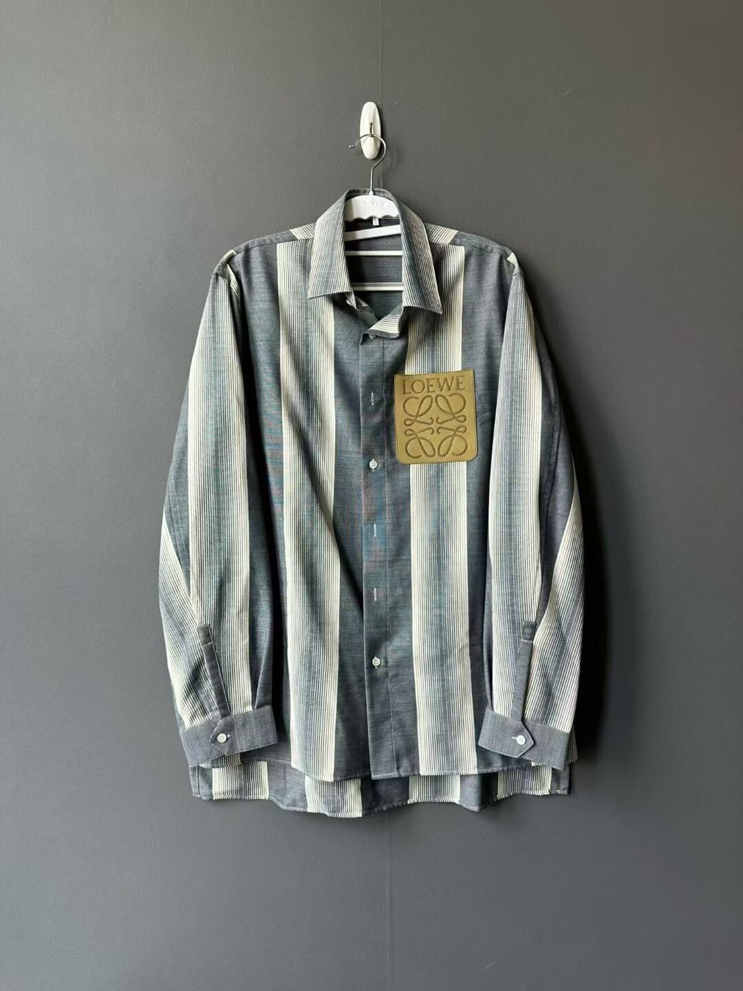 Loewe Loewe Leather Patch Striped Shirt Size US XXS / EU 40 - 1 Thumbnail
