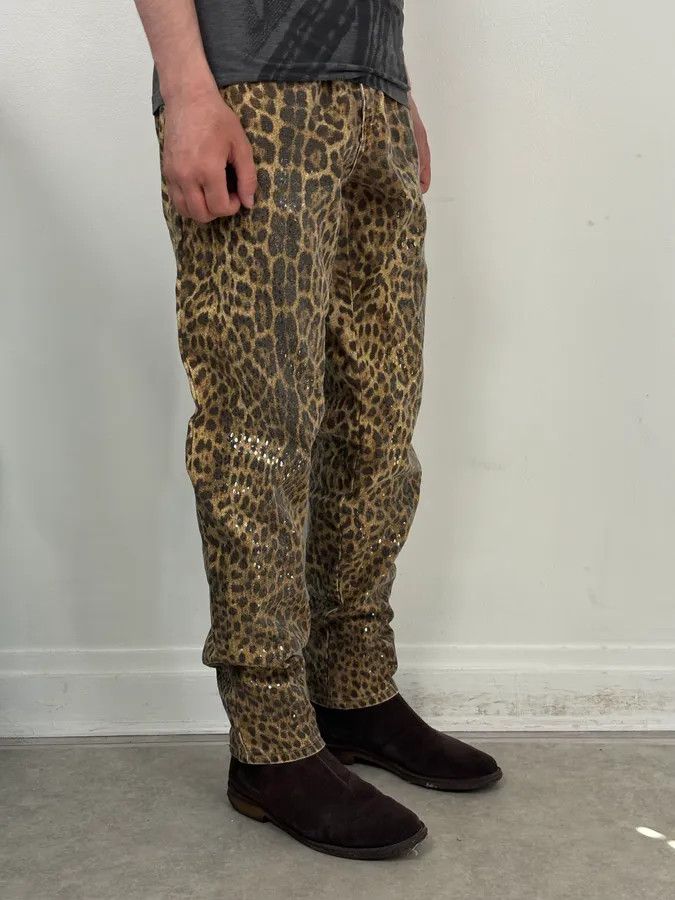 Roberto Cavalli 1990s Roberto Cavalli Brown Leopard Print Glitter Pants Size 27" / US 4 / IT 40 - 3 Thumbnail
