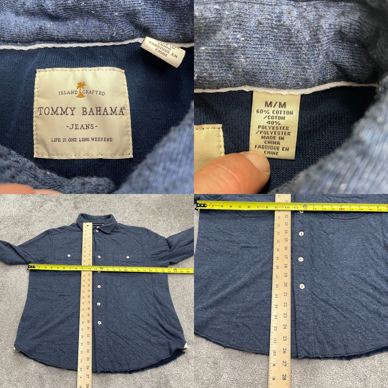 Tommy Bahama Tommy Bahama Jeans Shaket Heavyweight Button Down Shirt Mens Medium Blue Casual Box No. Size US M / EU 48-50 / 2 - 8 Thumbnail