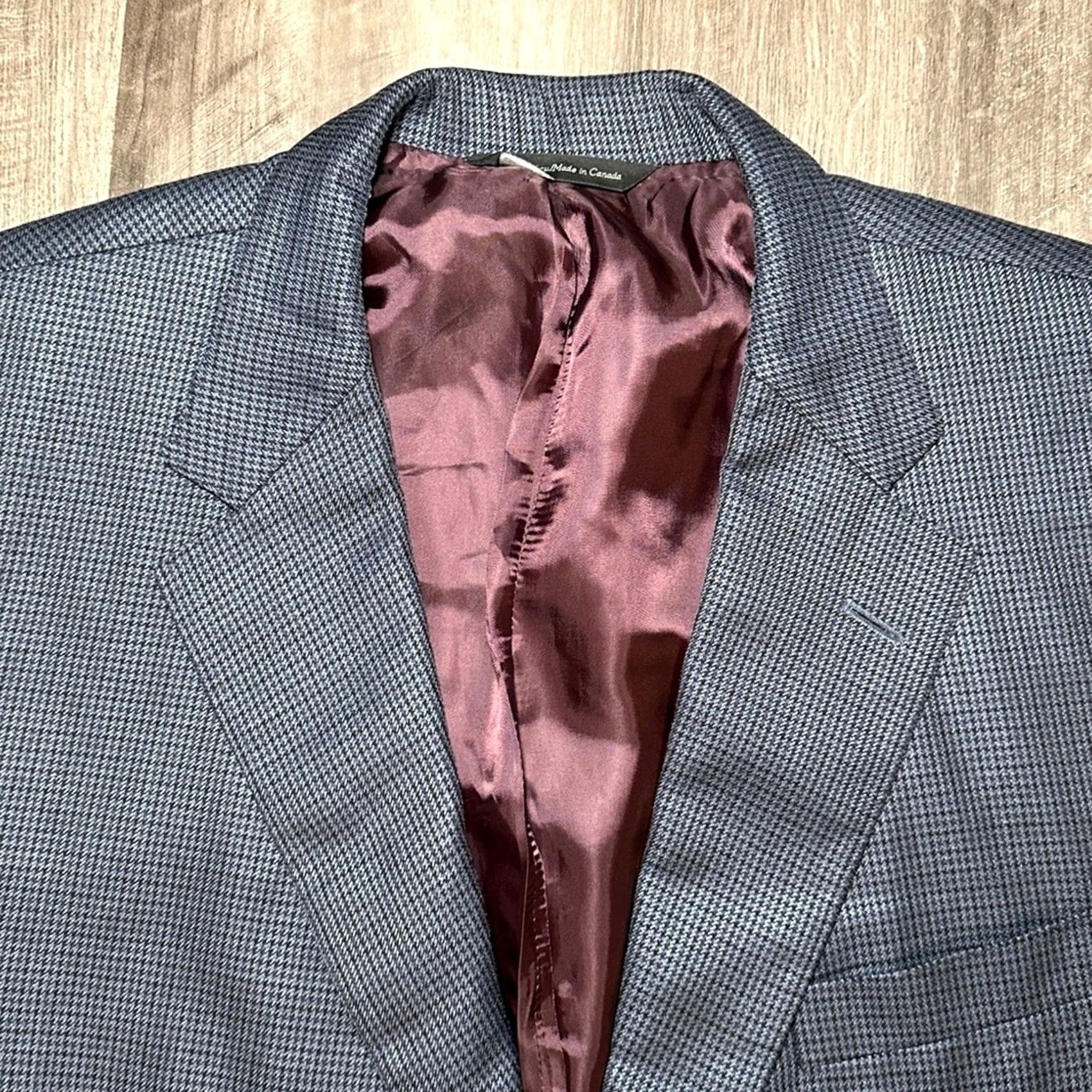 Vintage VINTAGE Samuelsohn Sport Coat 2 Piece Blue Silk Wool Houndstooth 48L Mens Size US M / EU 48-50 / 2 - 6 Thumbnail