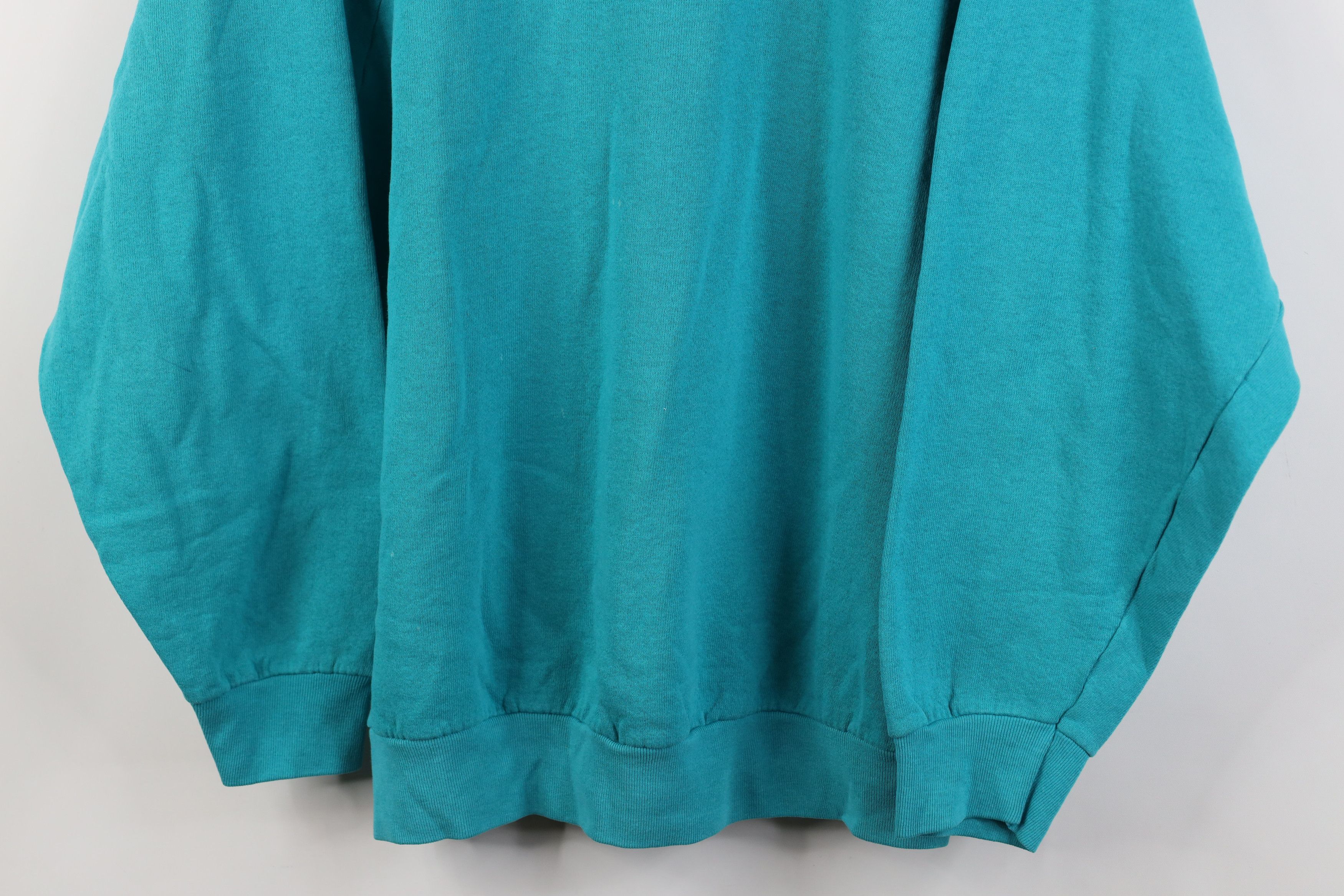 Vintage Vintage 90s Streetwear Blank Crewneck Sweatshirt Teal USA Size US XL / EU 56 / 4 - 3 Thumbnail