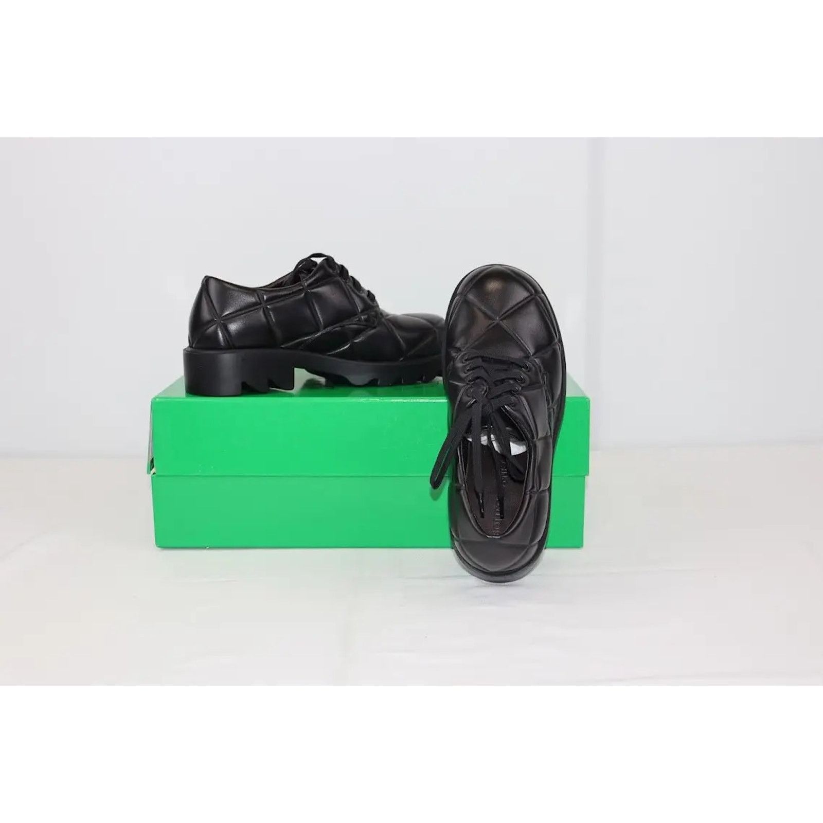 Bottega Veneta o1rshd1 Quilted Nappa Leather Strut Derby Shoes in Black Size US 11 / EU 44 - 11 Thumbnail