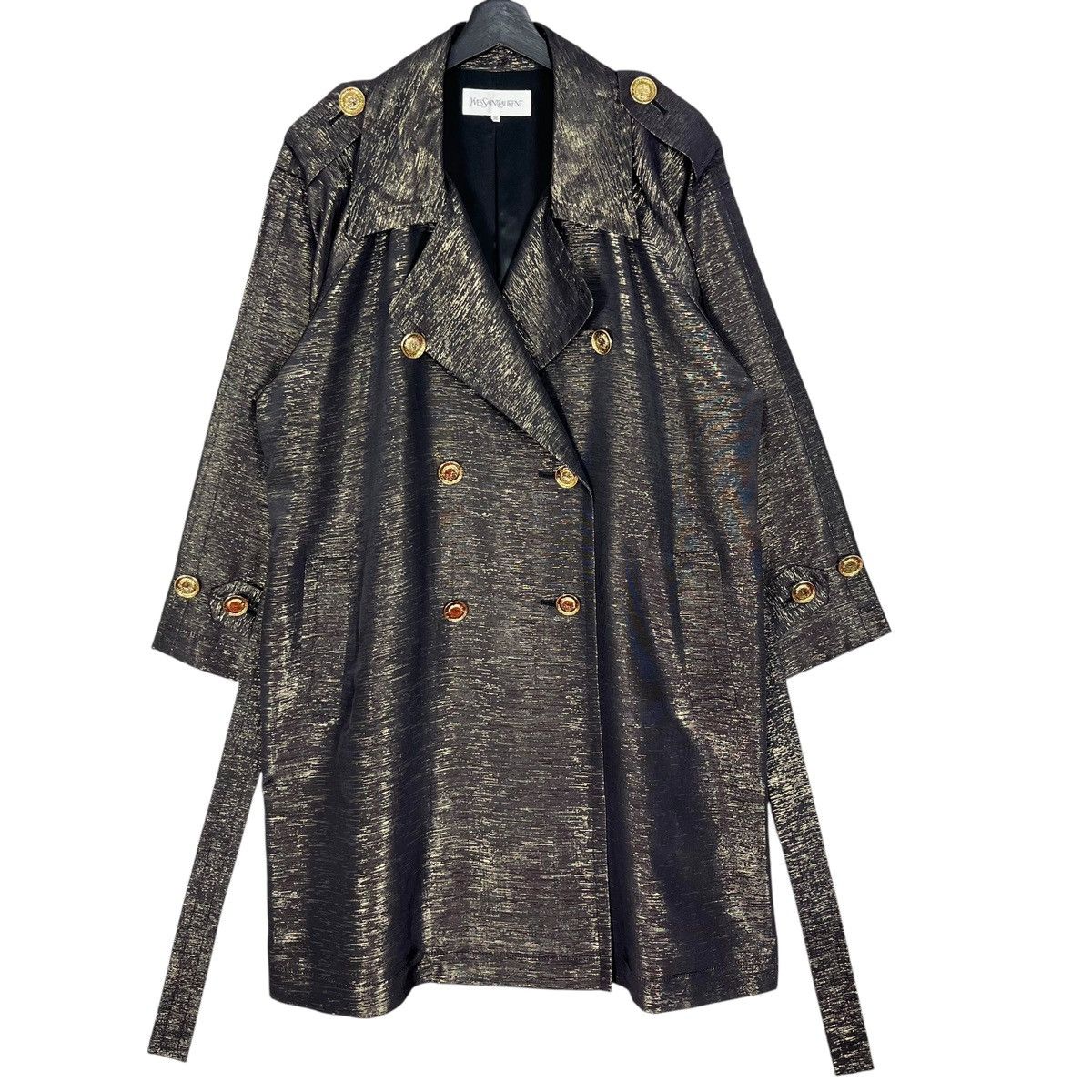 Designer × Yves Saint Laurent Vintage YSL Yves Saint Laurent Gold Weaving Trench Coat Size XS / US 0-2 / IT 36-38 - 3 Thumbnail