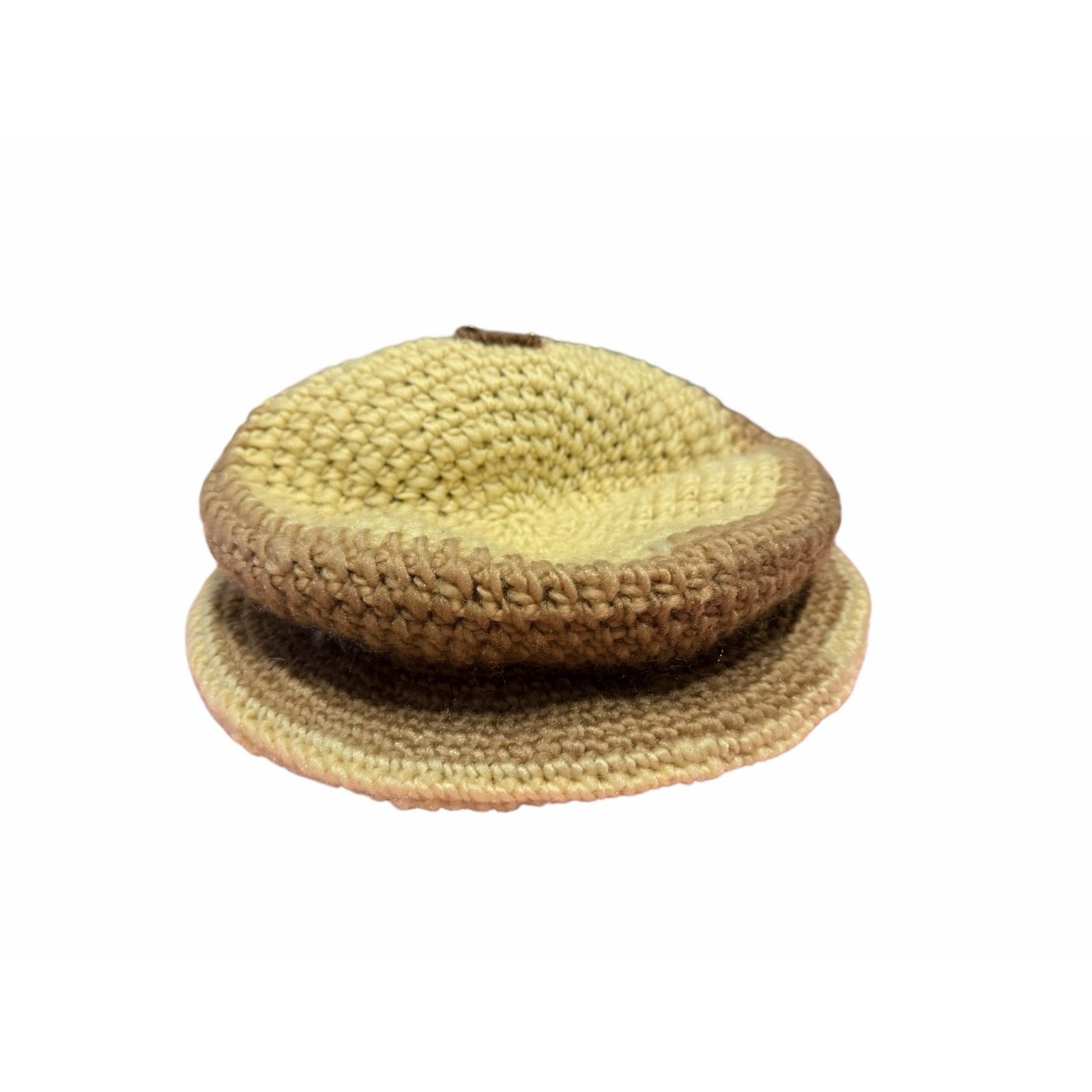 Other Women's Brown Cream Crocheted Flower Embellish Circle Hat Size ONE SIZE - 3 Thumbnail