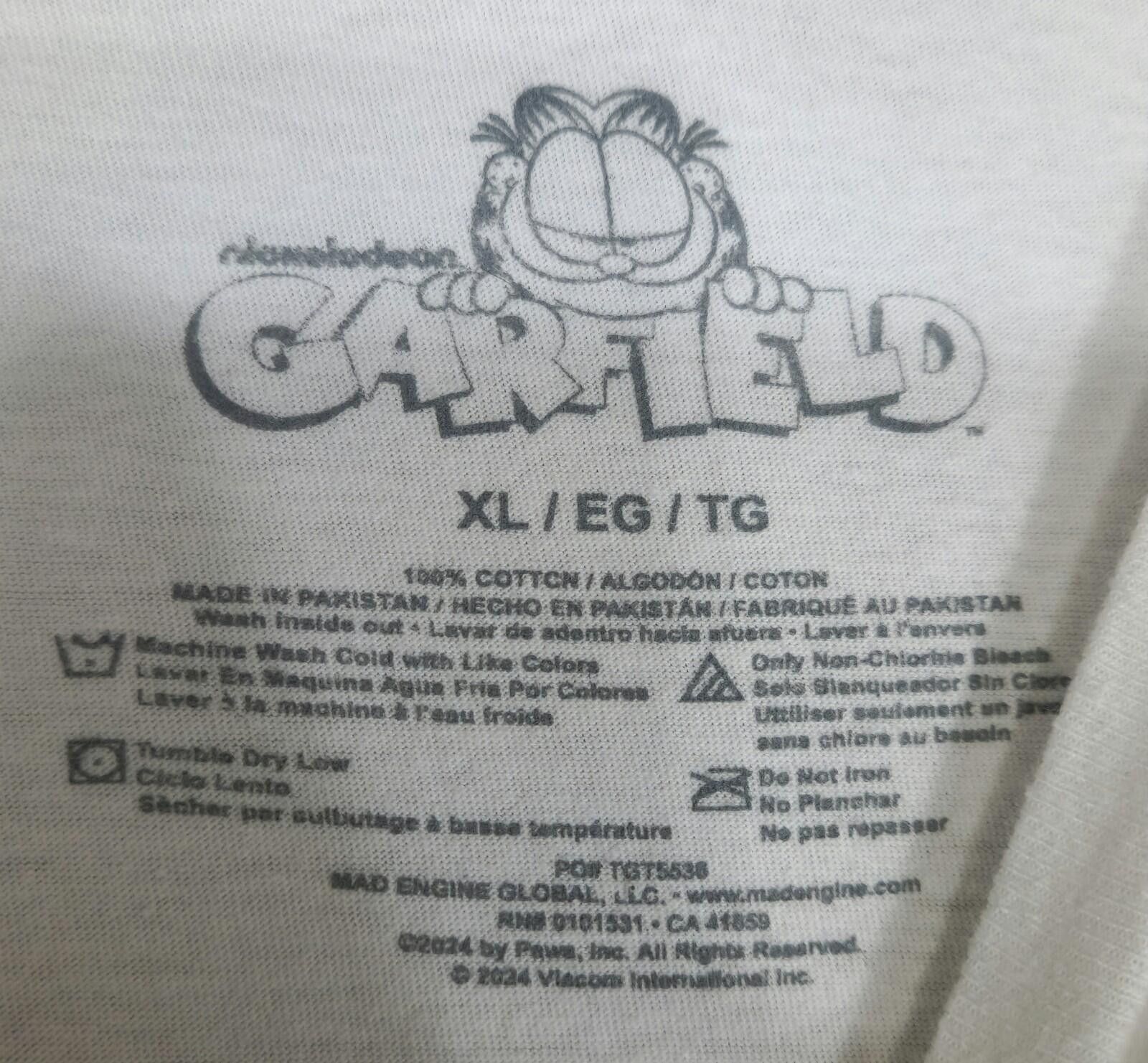 Mad Engine Garfield Lasagna White Short Sleeve T-Shirt XL #12 Cartoon Size ONE SIZE - 2 Thumbnail