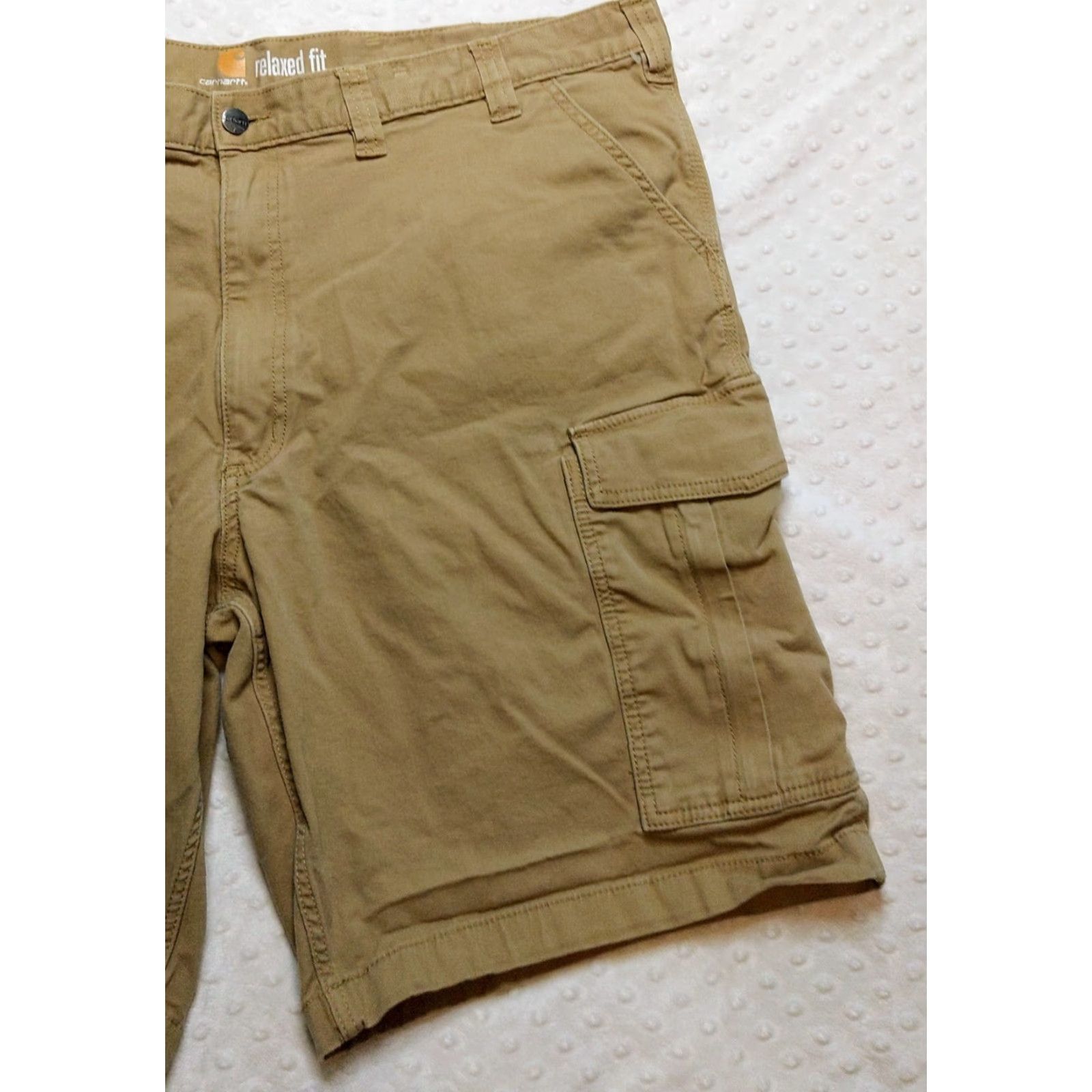Carhartt Carhartt Shorts Mens 46 Khaki Relaxed Fit Canvas Work Utility Cargo Shorts Beige Cotton Canvas Cargo Pocket Zipper Button Casual Workwear Mens 46 Size US 30 / EU 46 - 2 Thumbnail