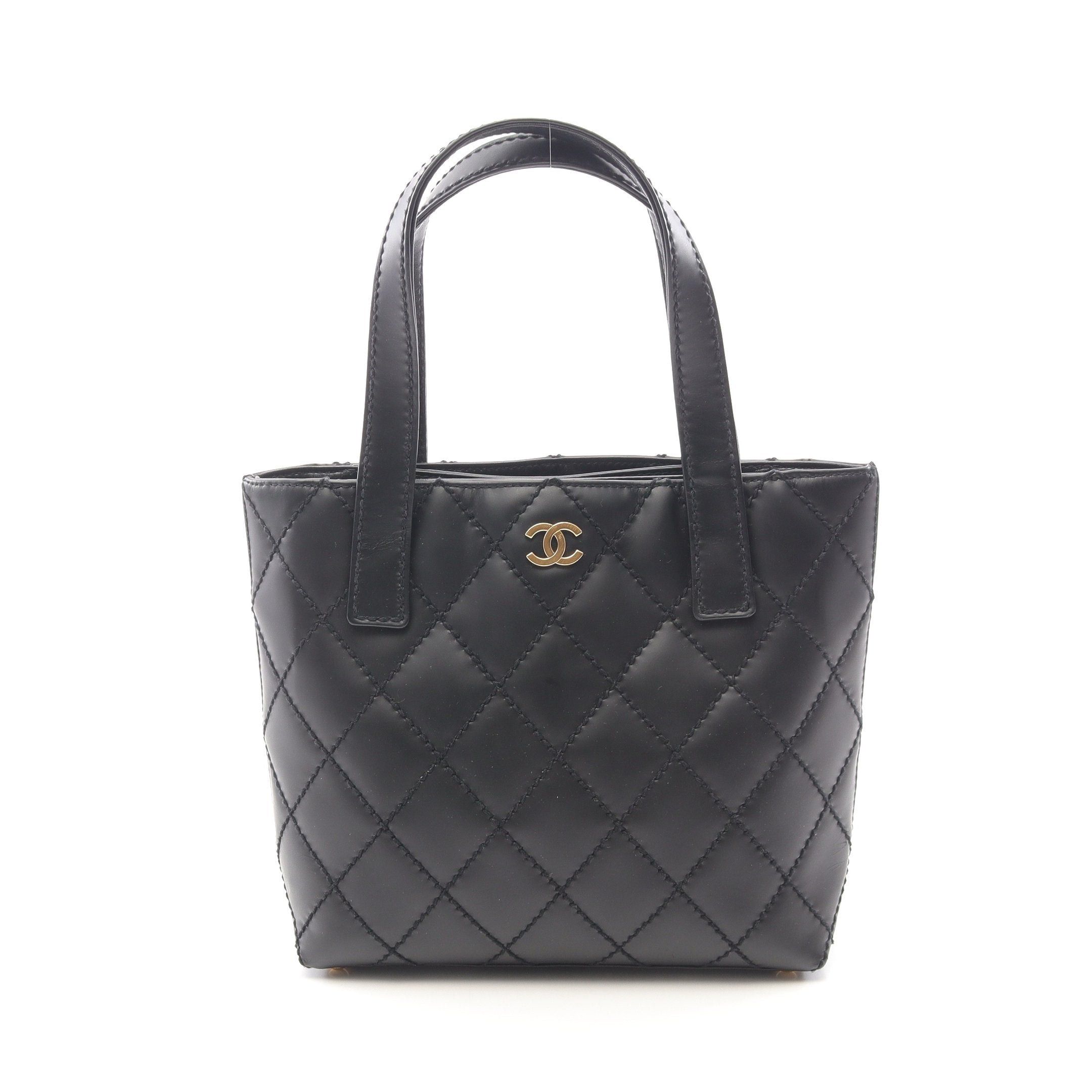 Chanel Chanel Wild Stitch Handbag Tote Bag Leather Black Gold Hardware Size ONE SIZE - 1 Thumbnail