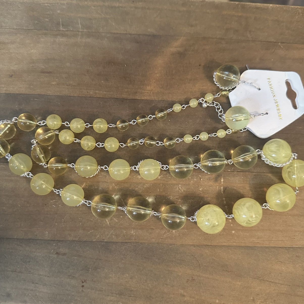 Other Long chunky yellow bead necklace with matching earrings Size ONE SIZE - 2 Thumbnail
