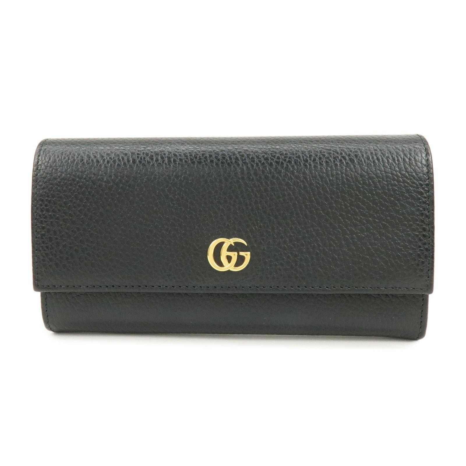 Gucci Gucci GG Marmont Long Flap Calfskin Wallet Black Size ONE SIZE - 1 Thumbnail