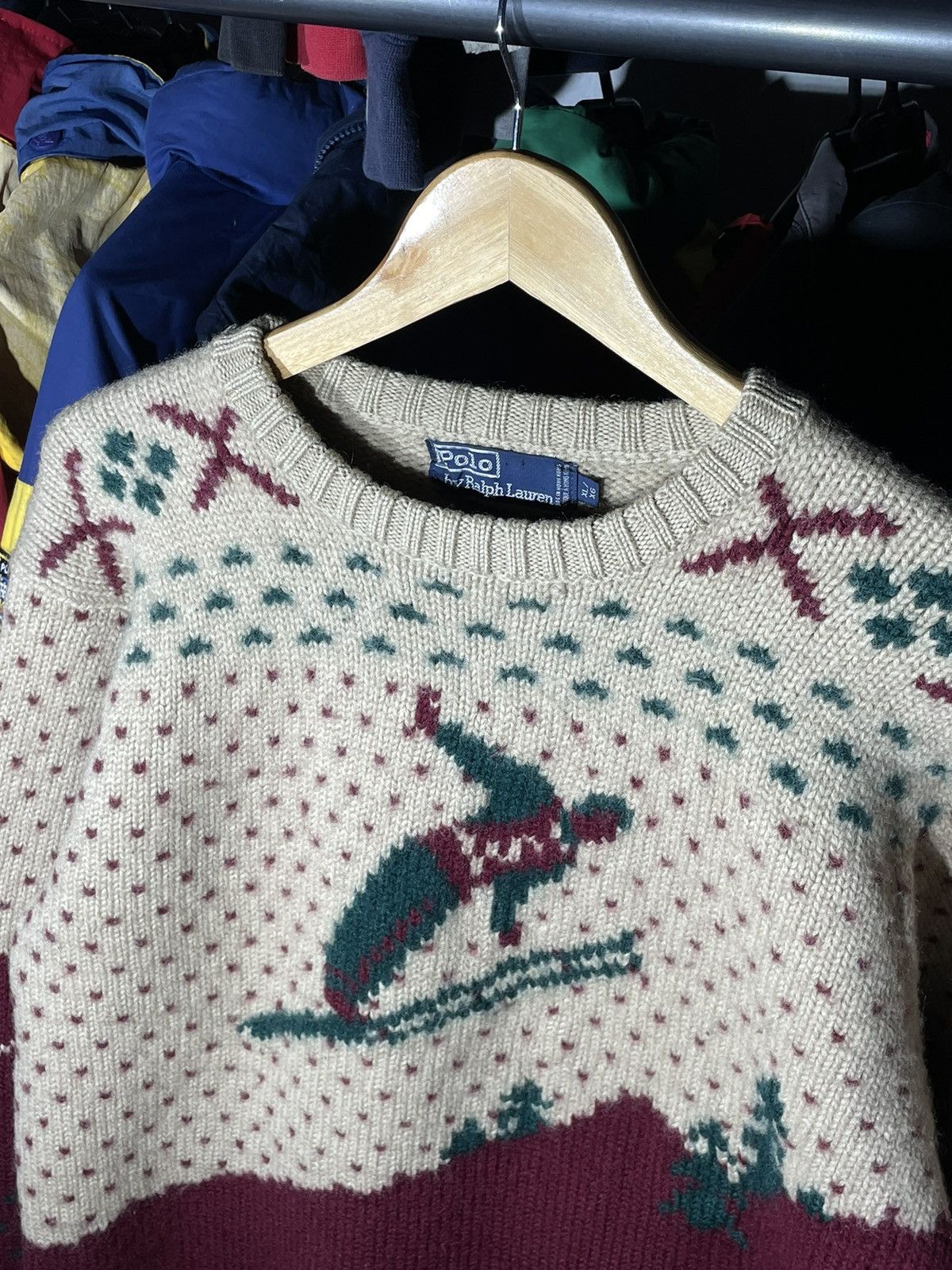 Polo Ralph Lauren × Ralph Lauren × Vintage Sweater Polo Ski Vintage Hand Knit Size US XL / EU 56 / 4 - 4 Thumbnail