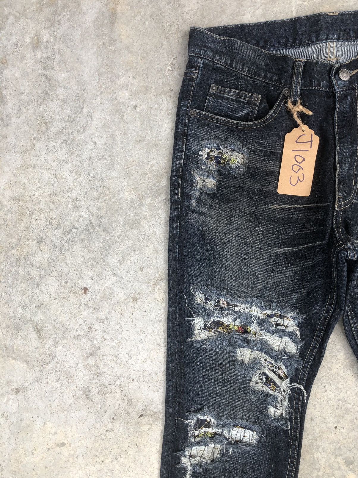 PPFM Japanese PPFM Distressed Patchwork Jeans Size US 31 - 4 Thumbnail