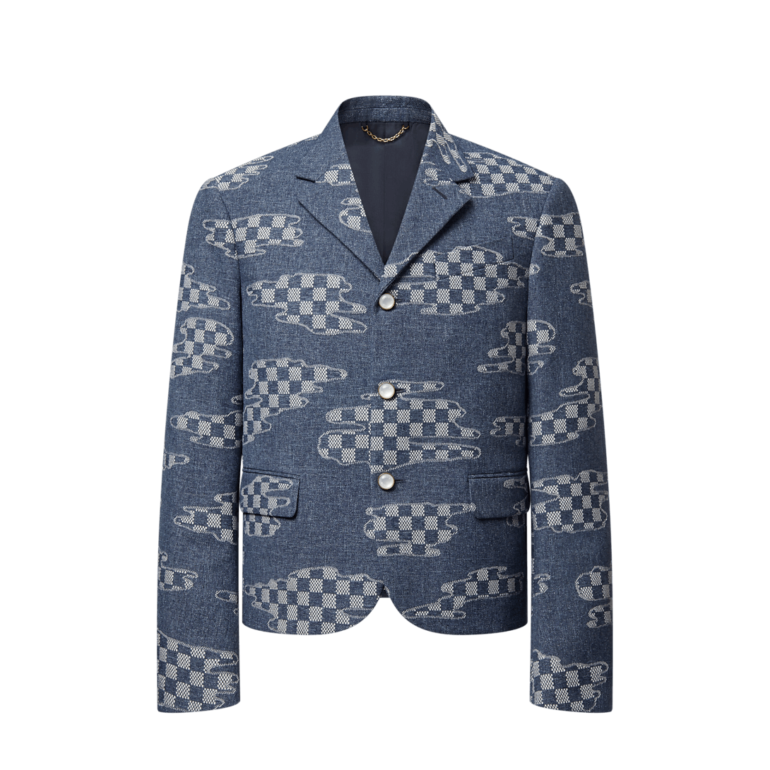 Damier Cropped Single-Breasted Jacket