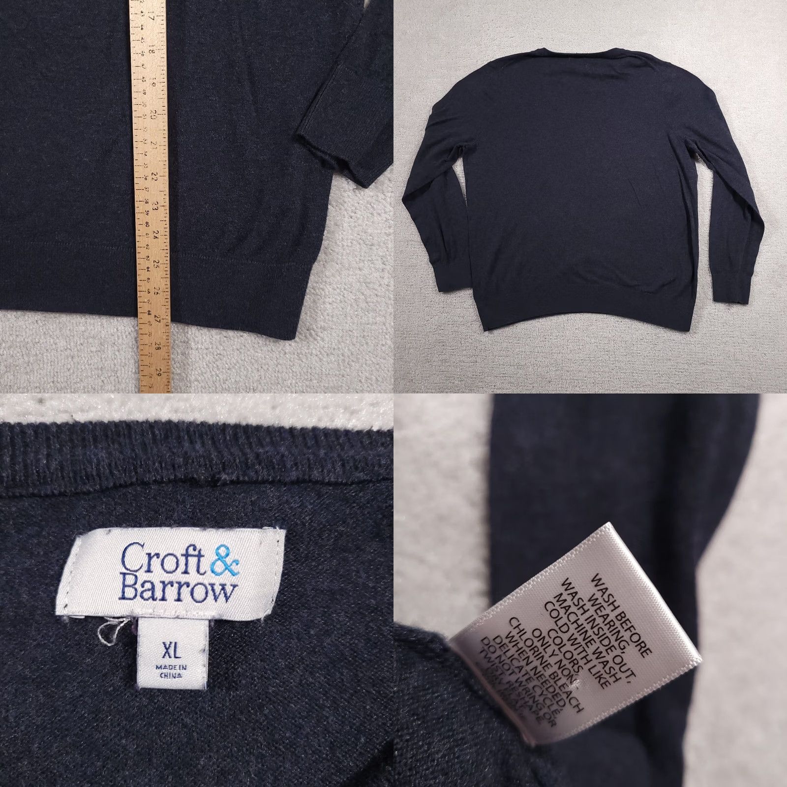 Croft & Barrow Croft & Barrow Lightweight V-Neck Sweater Mens XL Blue Long Sleeve Knit Size US XL / EU 56 / 4 - 8 Thumbnail