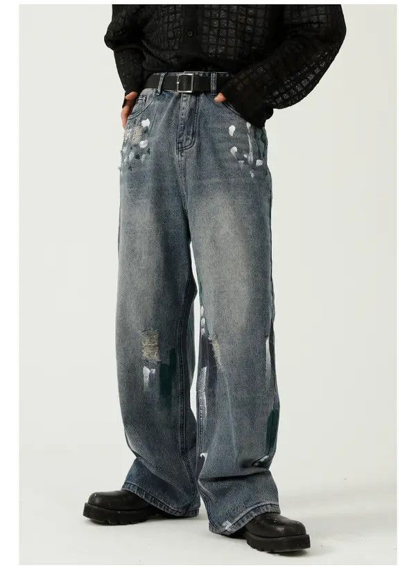 Japanese Brand Noriyo x Saki Street style tie-dye slim wide-leg jeans Size US 32 / EU 48 - 1 Thumbnail