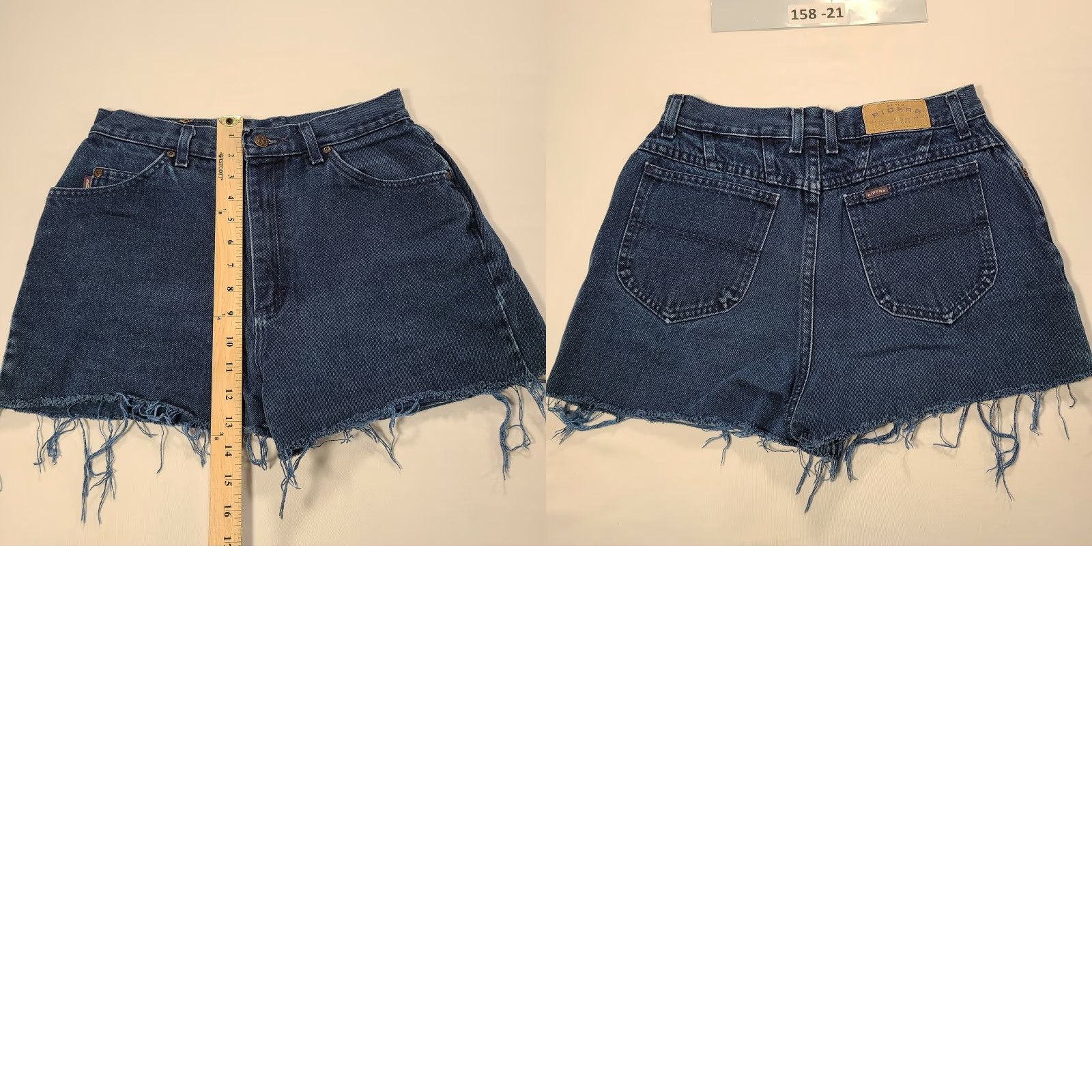 Vintage Riders Denim Shorts Womens 6 Blue Cut-Off High Rise Pocket Zipper Closure Dark Wash Denim (5-Pocket) Casual Size 27" / US 4 / IT 40 - 8 Thumbnail