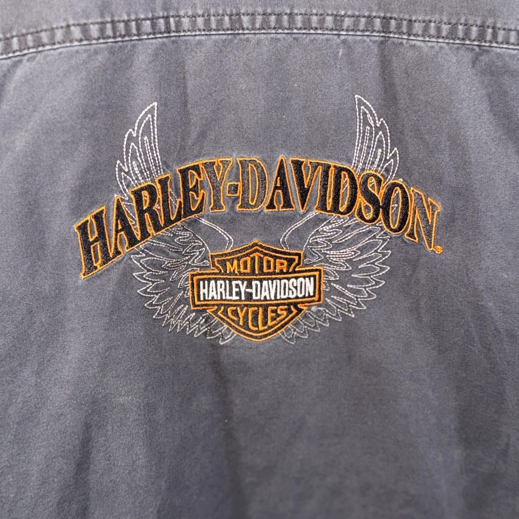 Harley Davidson Harley-Davidson Shirt Mens L Black Long Sleeve Snap Front Embroidered Biker Size US L / EU 52-54 / 3 - 4 Thumbnail