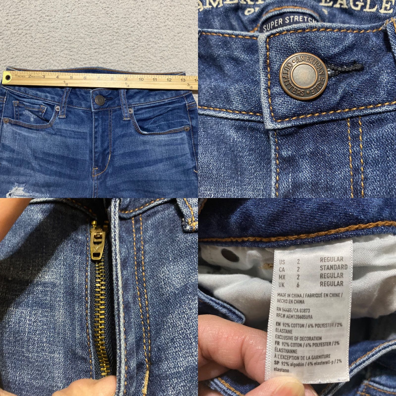 American Eagle Outfitters American Eagle Outfitters Jeans Womens 2 Blue Denim Dark Wash Distressed Skinny Low Rise Color Blue 5-Pocket Stretch Size 26" / US 2 / IT 38 - 8 Thumbnail