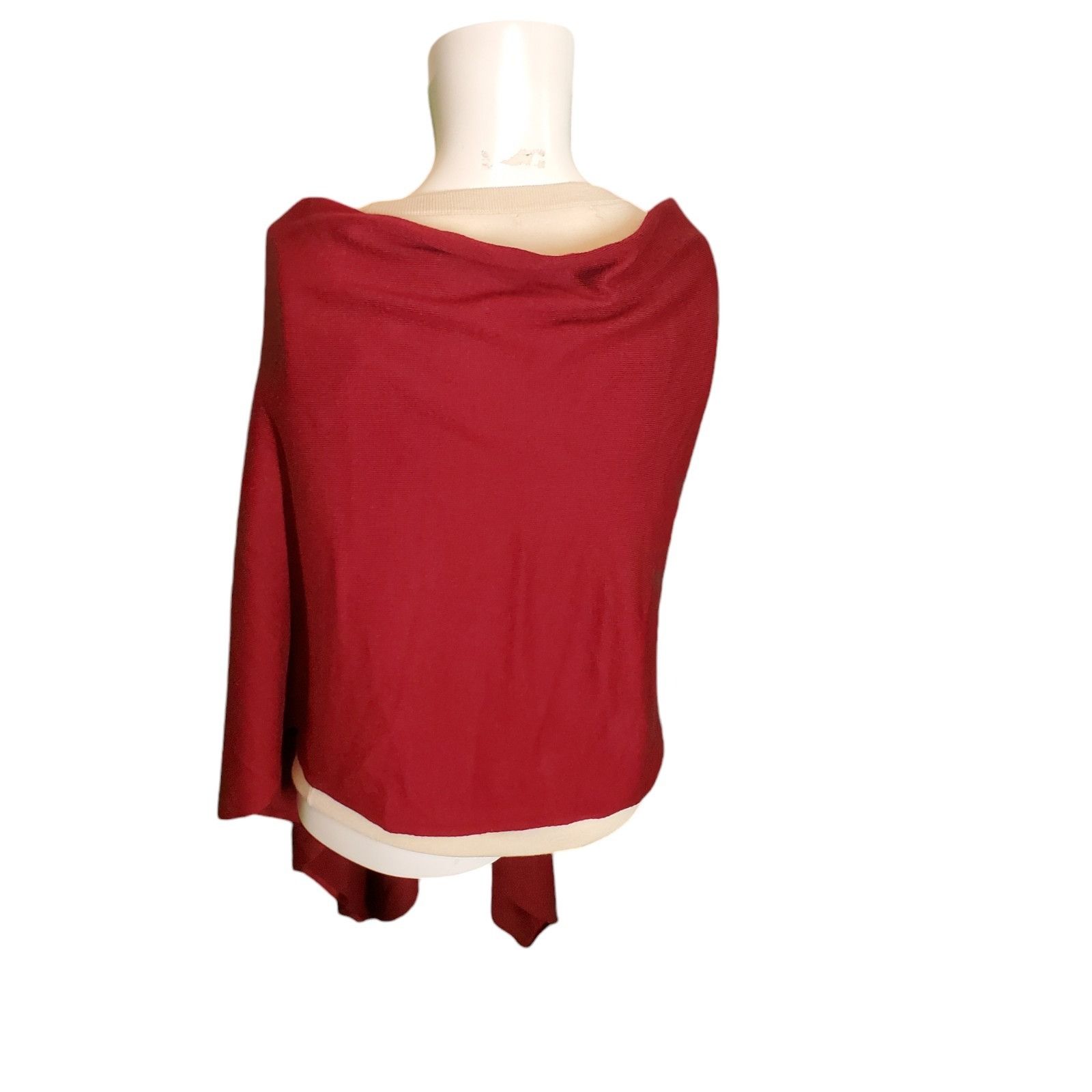 Anthropologie Kerisma Poncho Wool Blend Sweater Reversible Cowel V Neck Bu Size ONE SIZE - 5 Thumbnail