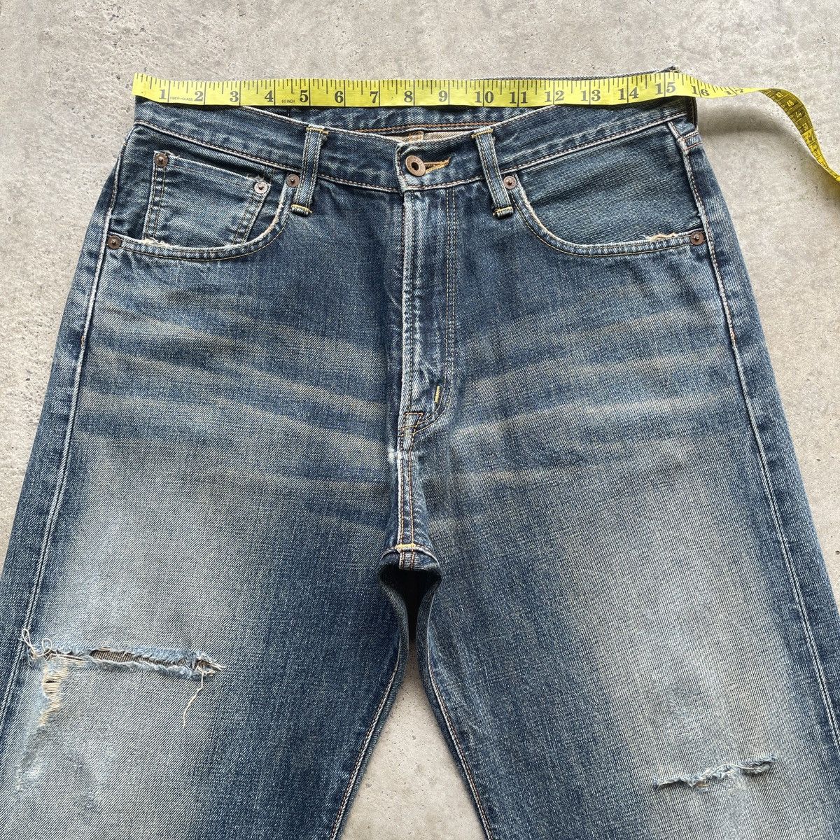 Edwin Vintage Edwin 505 Distressed Baggy Jeans RedLine Faded Pants Size US 31 - 5 Thumbnail