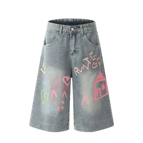 VIBE Graffiti baggy street hip hop washed denim shorts Size US 30 / EU 46 - 1 Preview