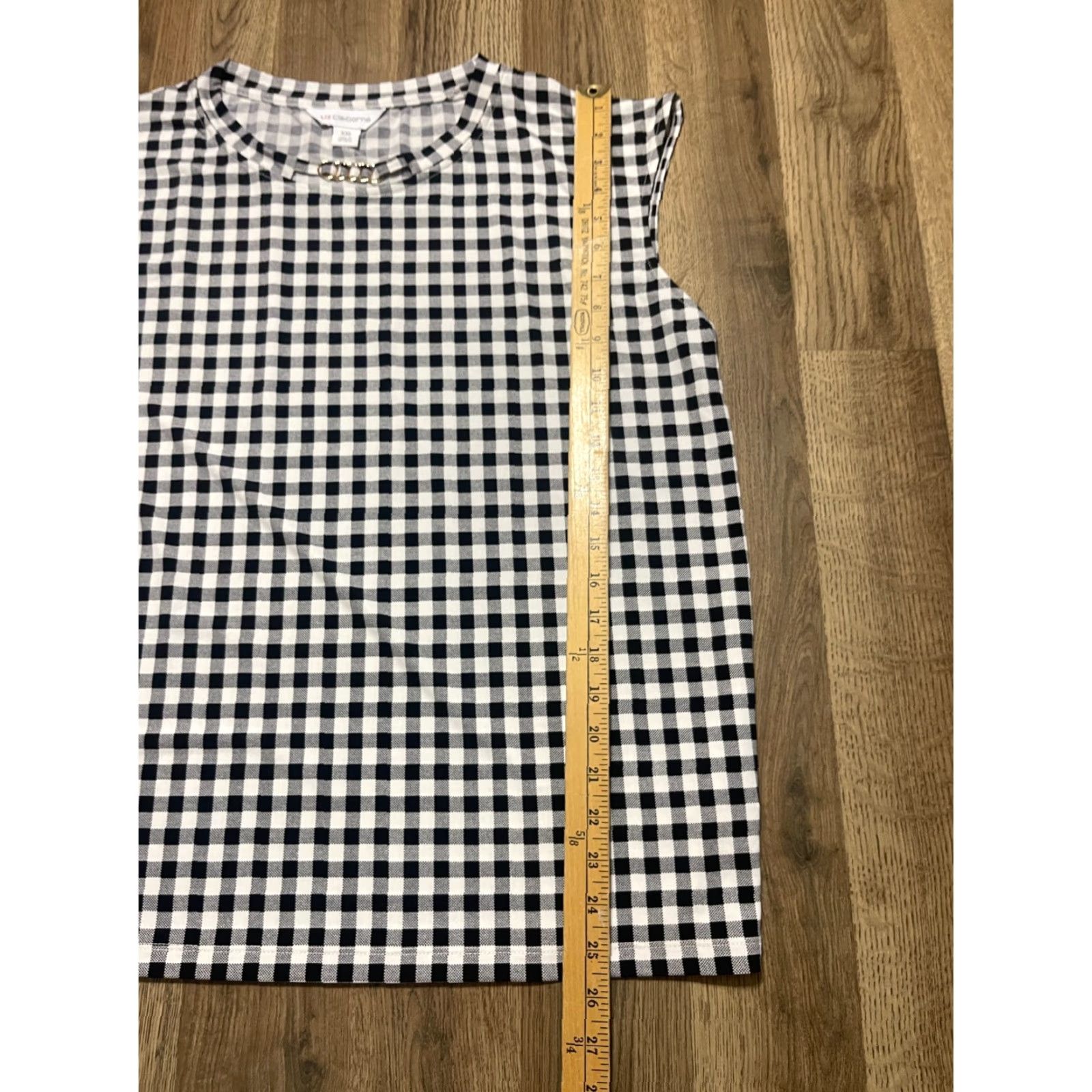 Liz Claiborne Liz Claiborne Tank Top Women's XXL Black White Plaid Sleeveless Casual Modern 2XL Womens Size XXL / US 16-18 / IT 52-54 - 7 Thumbnail