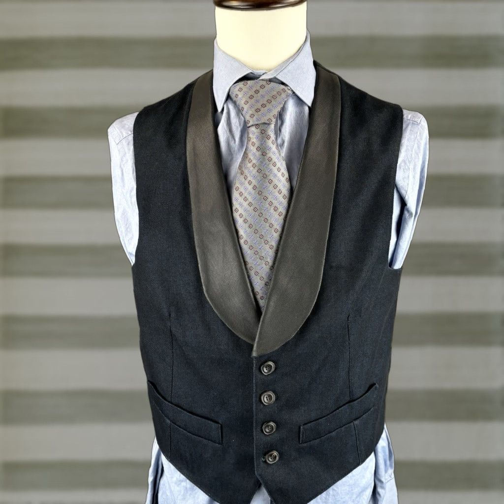 Nudie Jeans Nudie Jeans Vest Men's Medium Navy Black Denim Waistcoat Wedding Party 4 Button Size US 31 - 1 Thumbnail