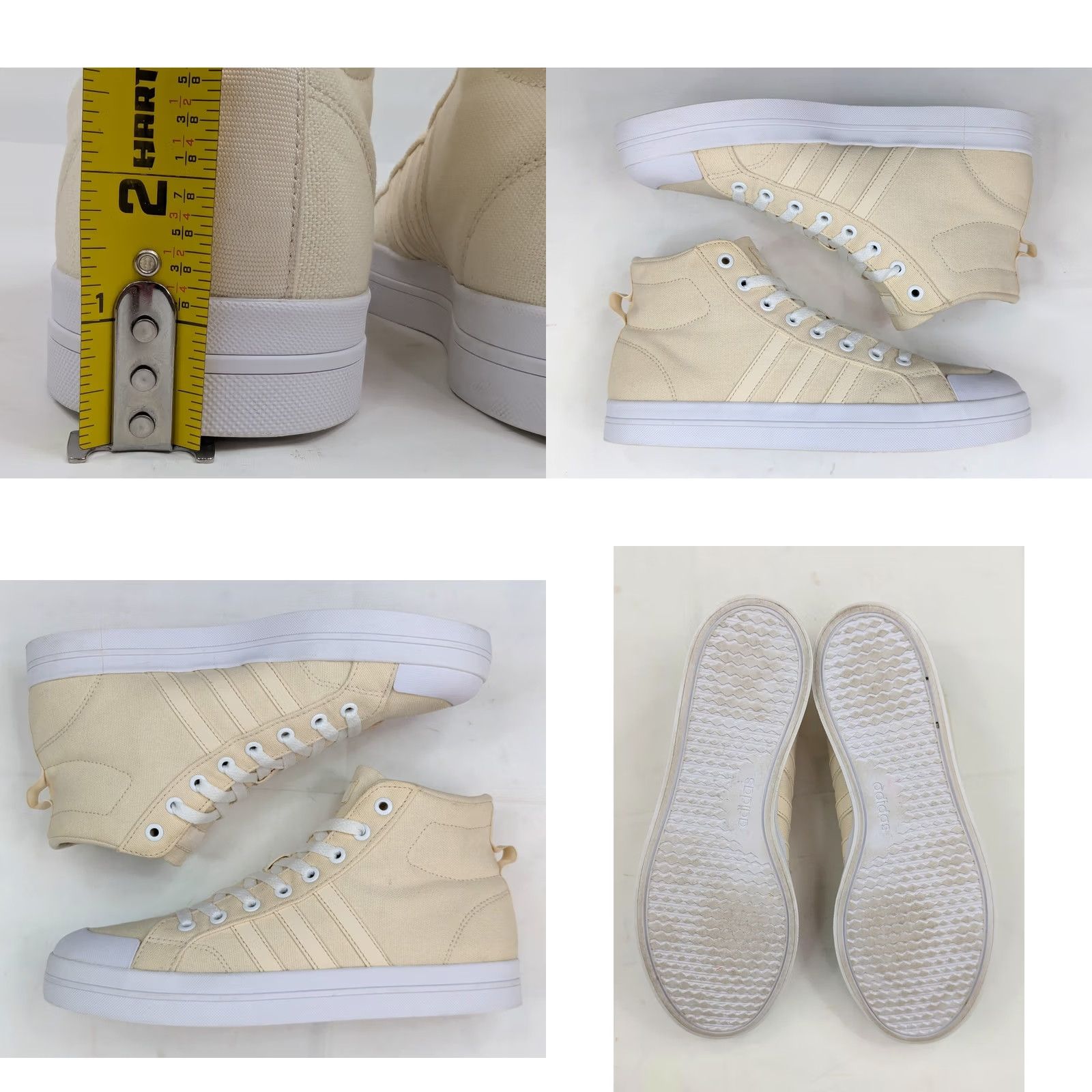 Adidas Adidas Bravada Ivory Canvas Mid Top Sneaker Women 8.5 – Cloudfoam Skate Style, EUC Size M / US 6-8 / IT 42-44 - 9 Thumbnail