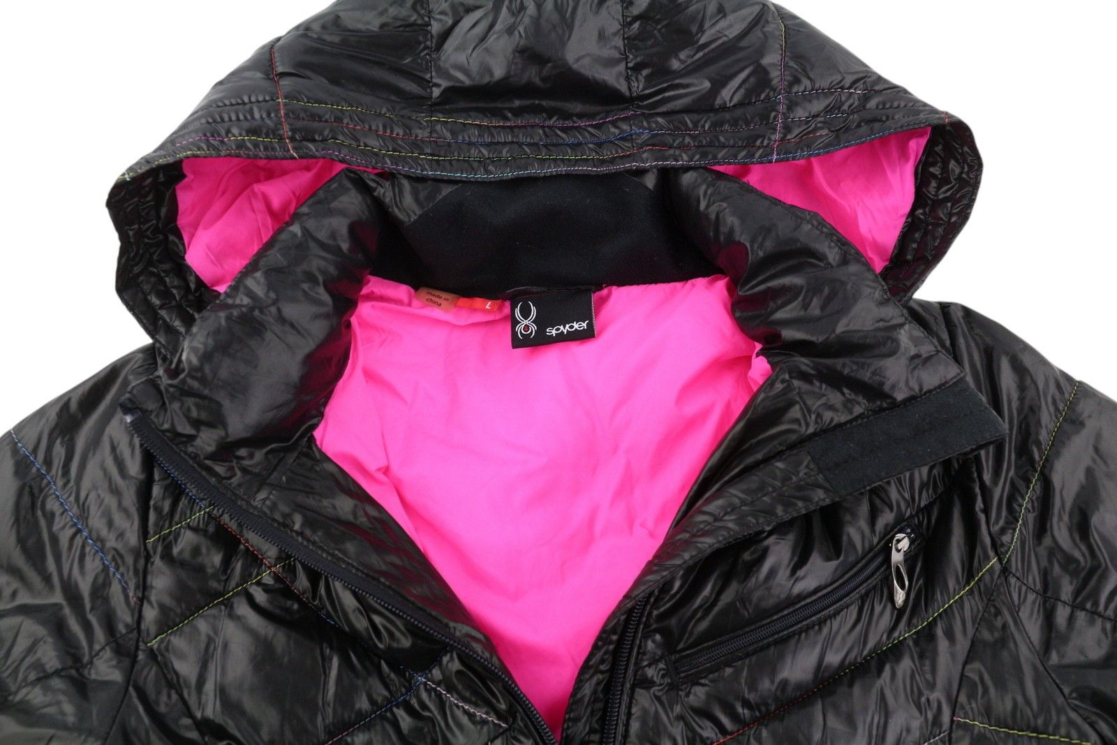 Spyder L Black Full Zip Insulated Quilted Hooded Mid-Length 86457 Size L / US 10 / IT 46 - 5 Thumbnail