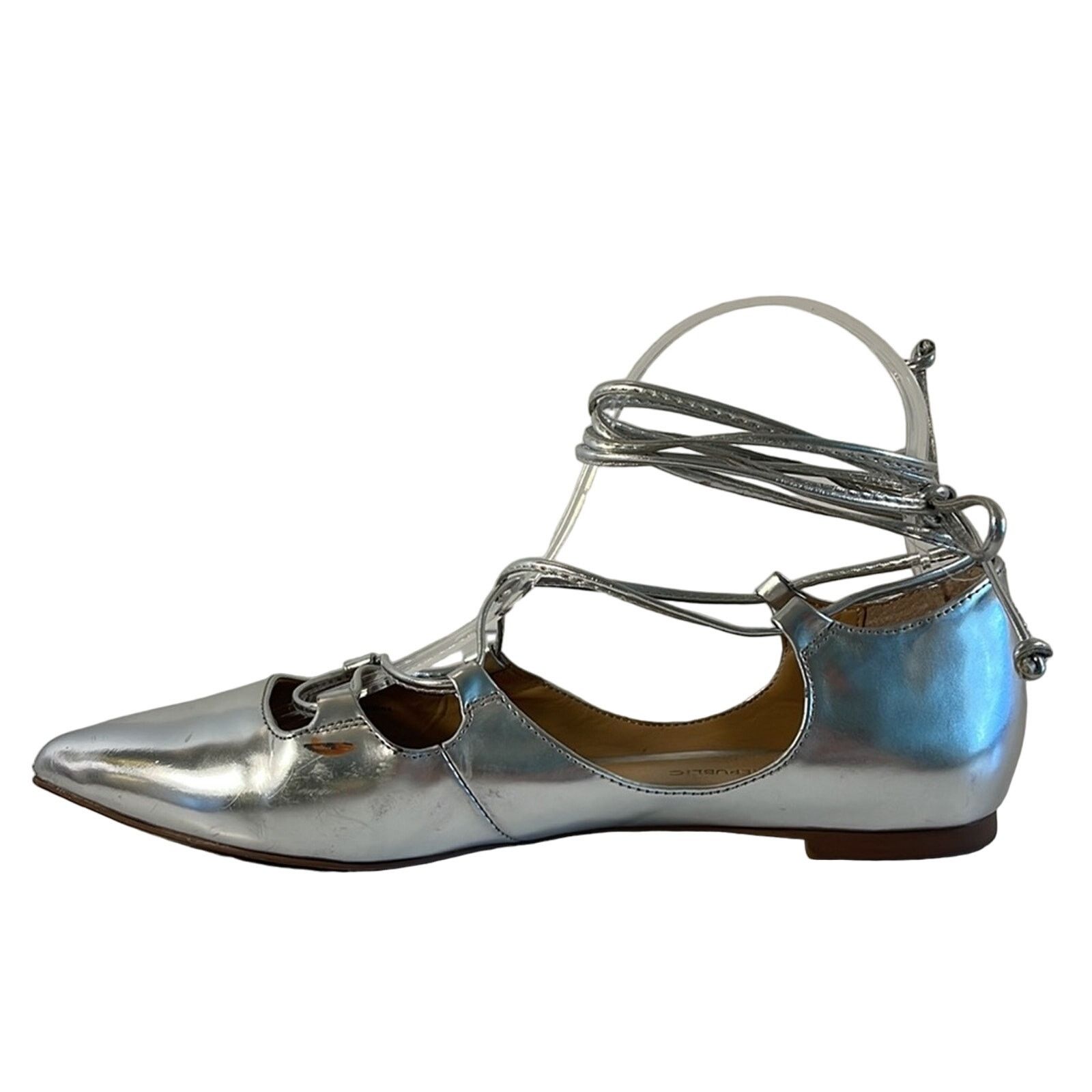 Banana Republic Banana Republic Allie Chrome Silver Lace-Up Flats Size 7 Size US 7 / IT 37 - 3 Thumbnail