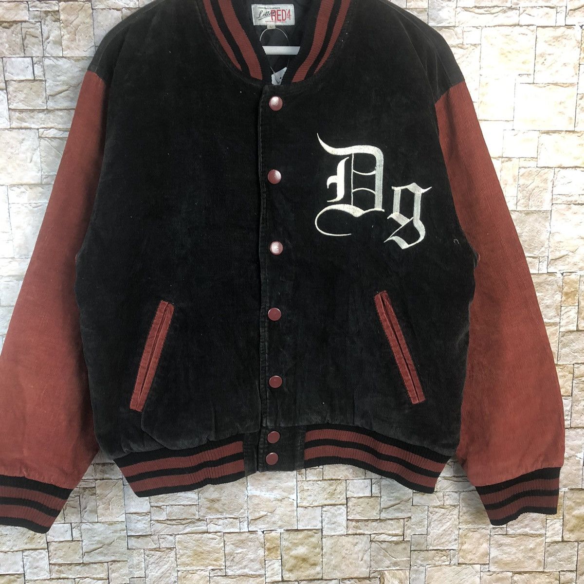 Japanese Brand DL Letter Red 4 Black/Maroon Bomber varsity Jacket #A4 Size US L / EU 52-54 / 3 - 3 Thumbnail