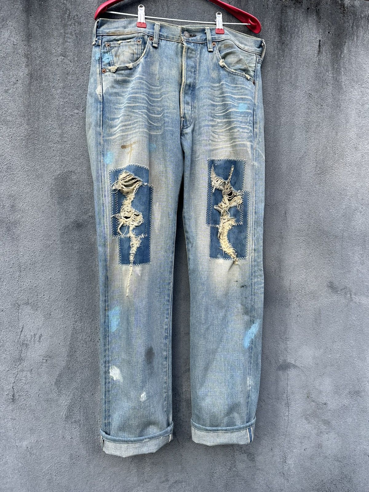 Levi's Vintage Clothing 👹Vintage Levis 501 Big E Distressed Baggy Jeans Size US 32 / EU 48 - 5 Thumbnail