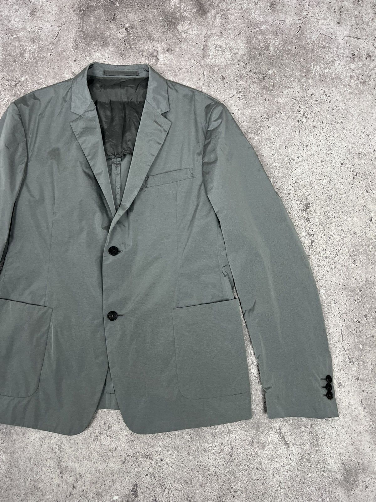 Prada Prada Men’s Nylon Blazer Jacket Sport Silver Size 54R - 3 Thumbnail